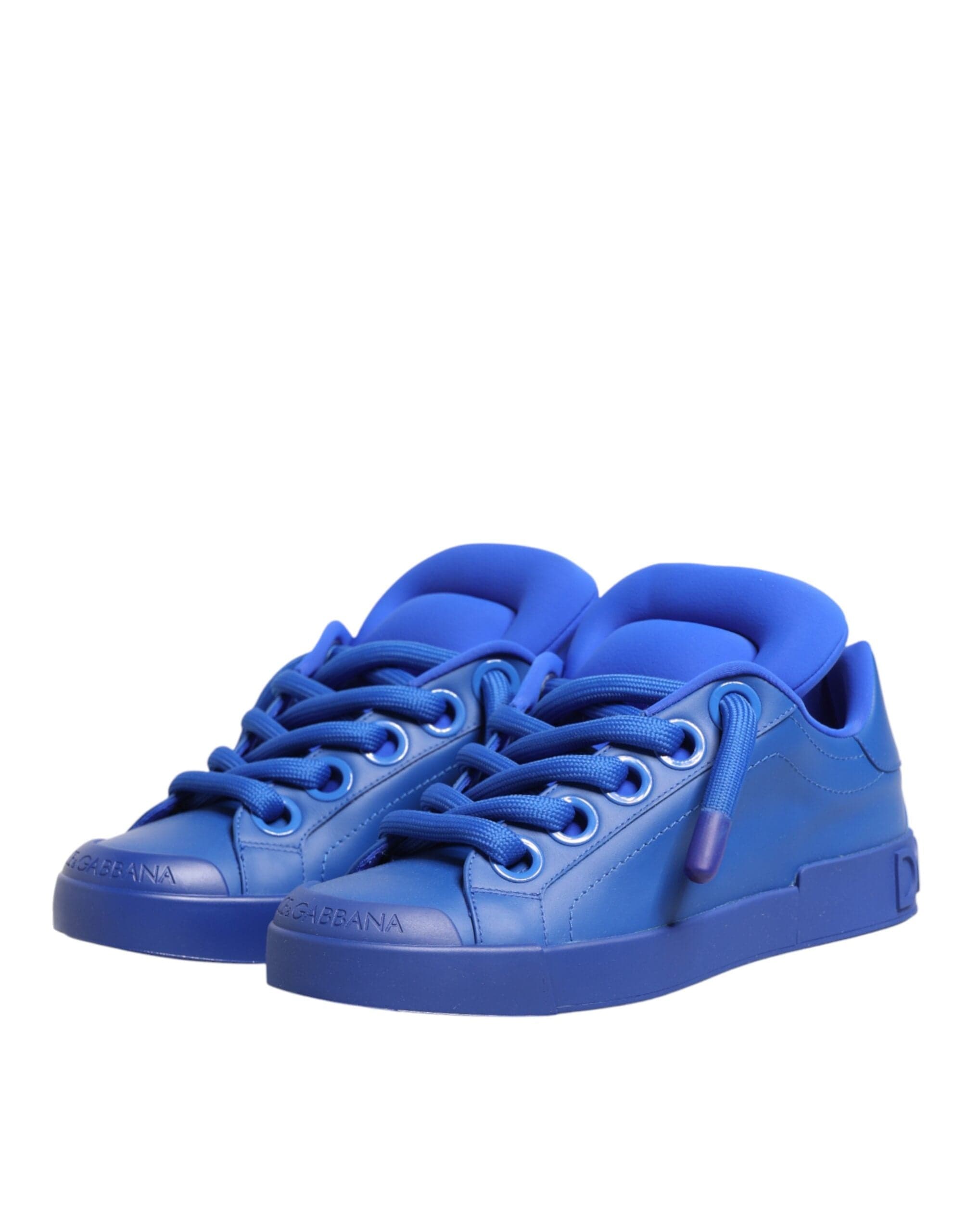 Dolce & Gabbana Blue Leather Lace-Up Low-Top Sneakers - alternate view
