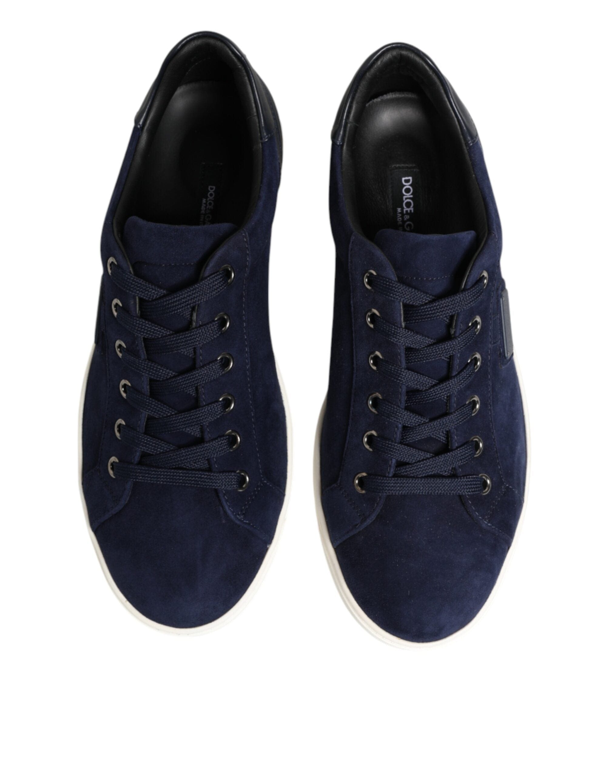 Dolce & Gabbana Blou Leer Suede Lae Top Sneakers Skoene