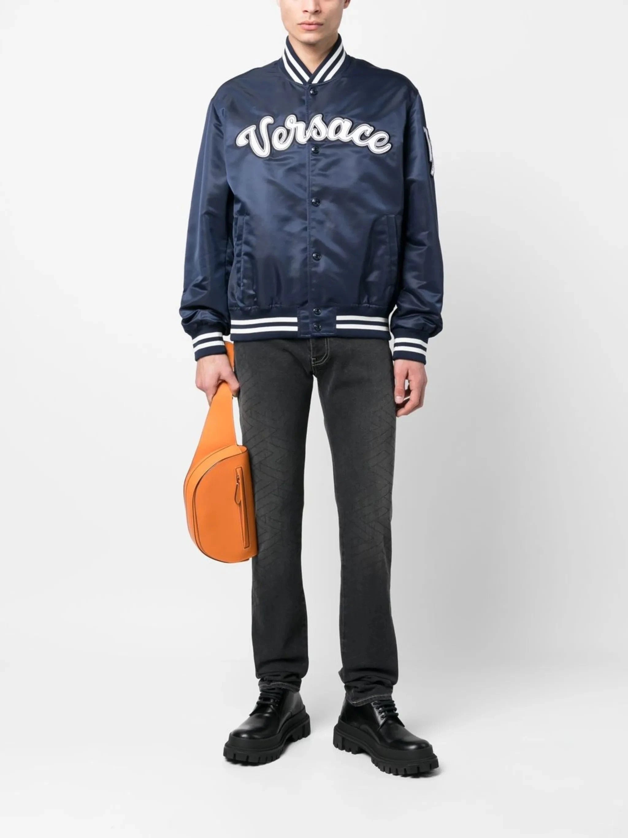 Versace Logo-Appliqué Bomber Jacket