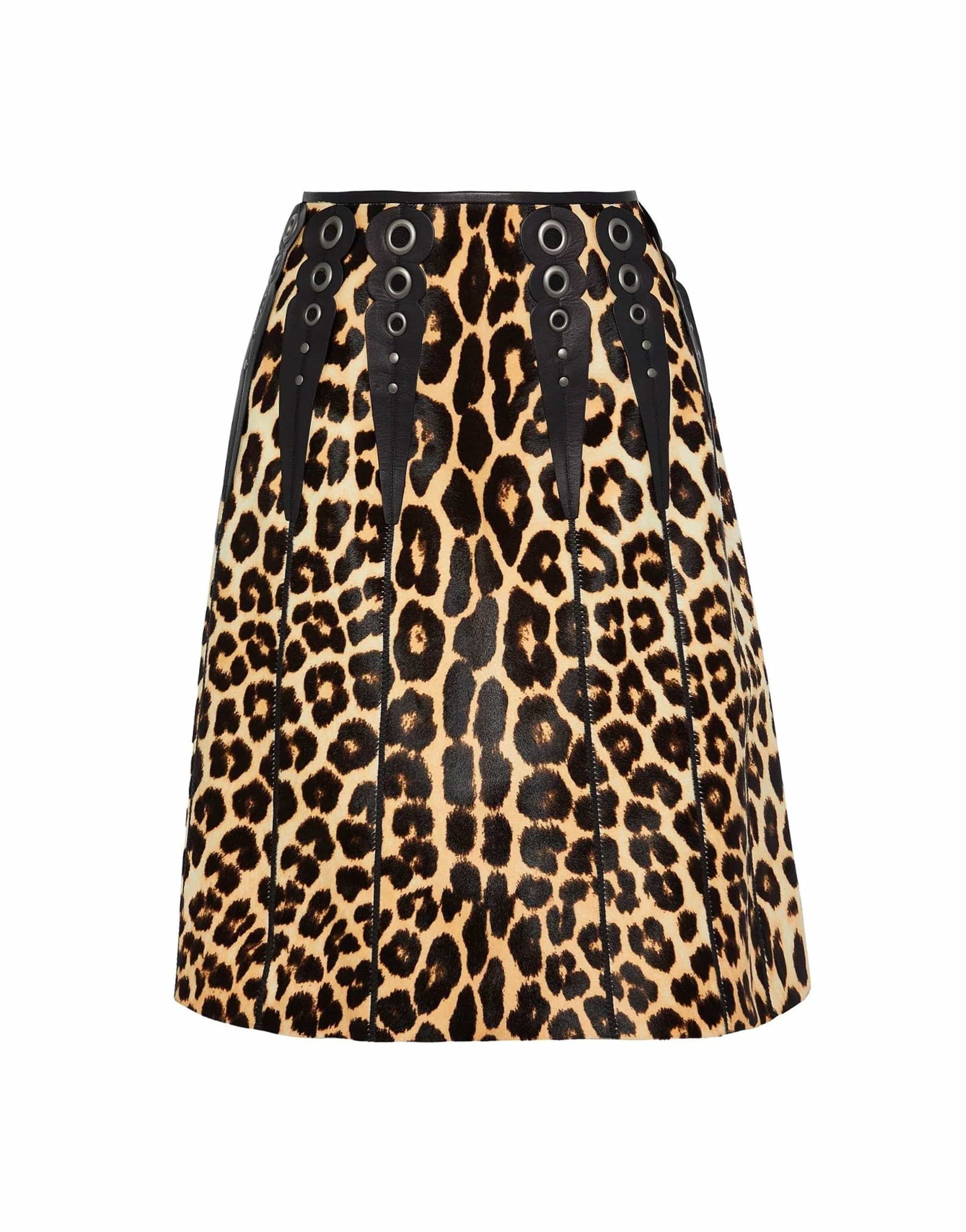 Bottega Veneta Leopard Print Calf Hair Mini Skirt