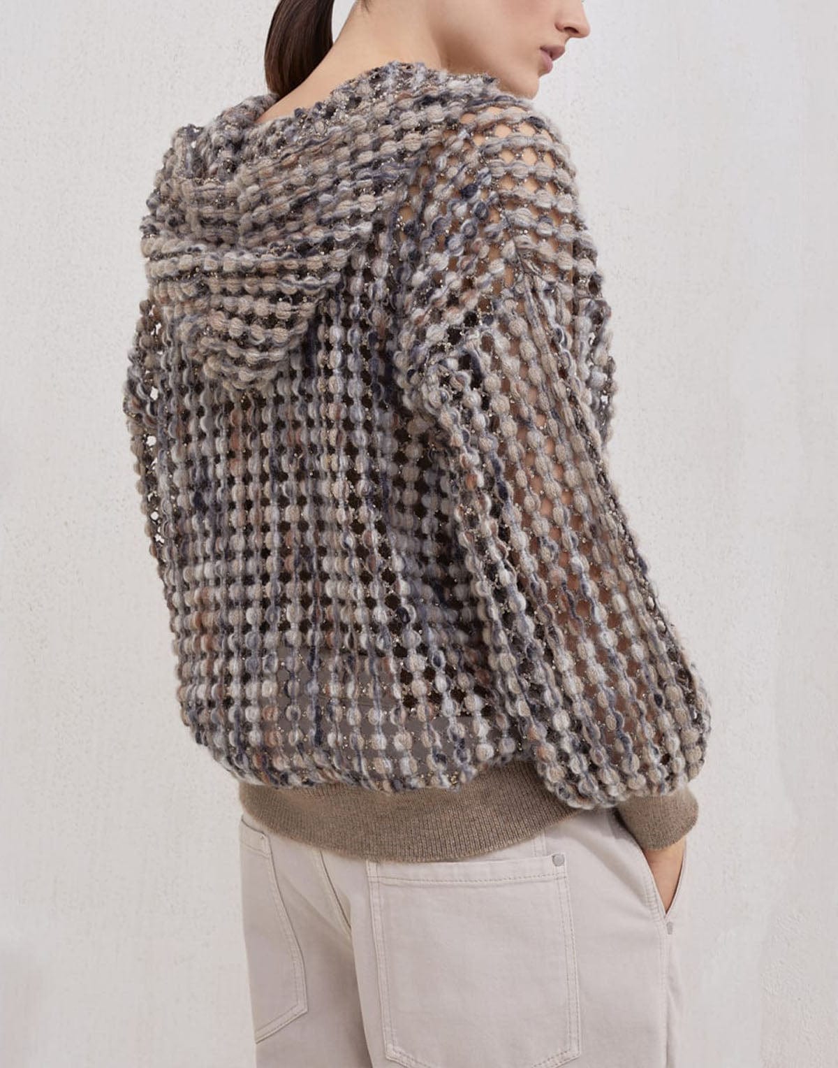 Brunello Cucinelli Balloon Net Embroidery Hoodie