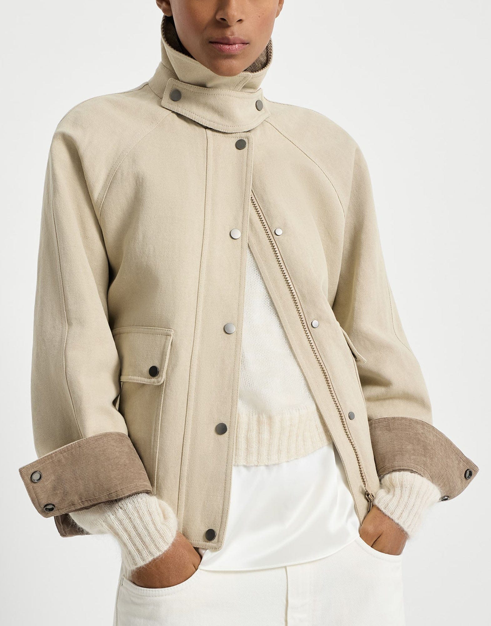 Brunello Cucinelli Beige Linen-Blend Canvas Jacket