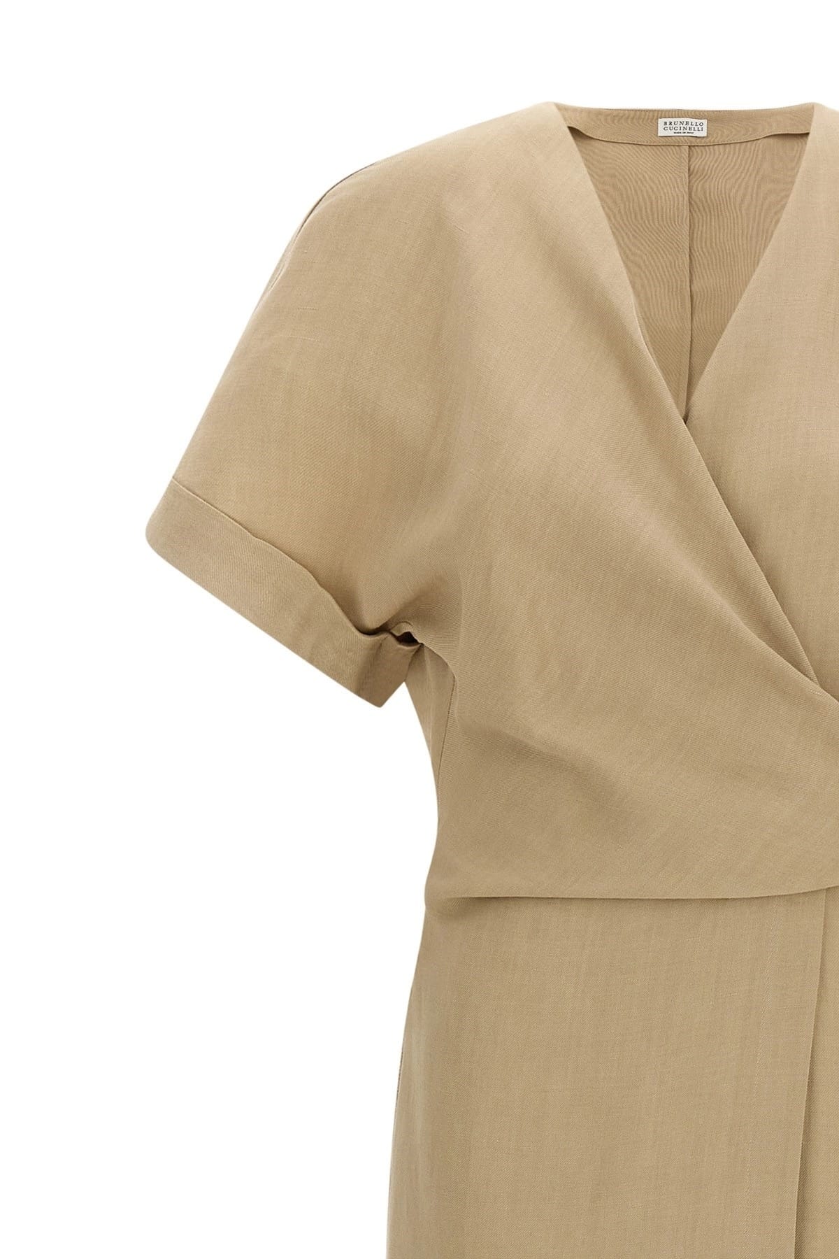 Brunello Cucinelli Brunello Cucinelli Beige Wrap Midi Dress