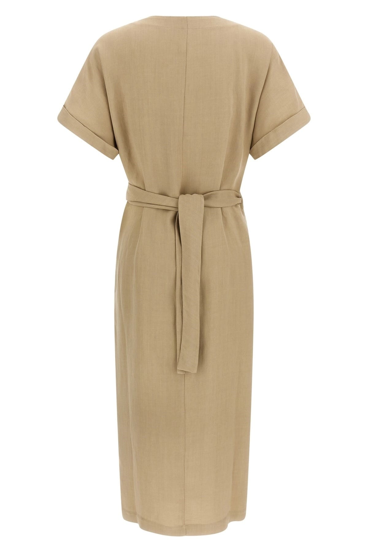 Brunello Cucinelli Beige Wrap Midi Dress - alternate view