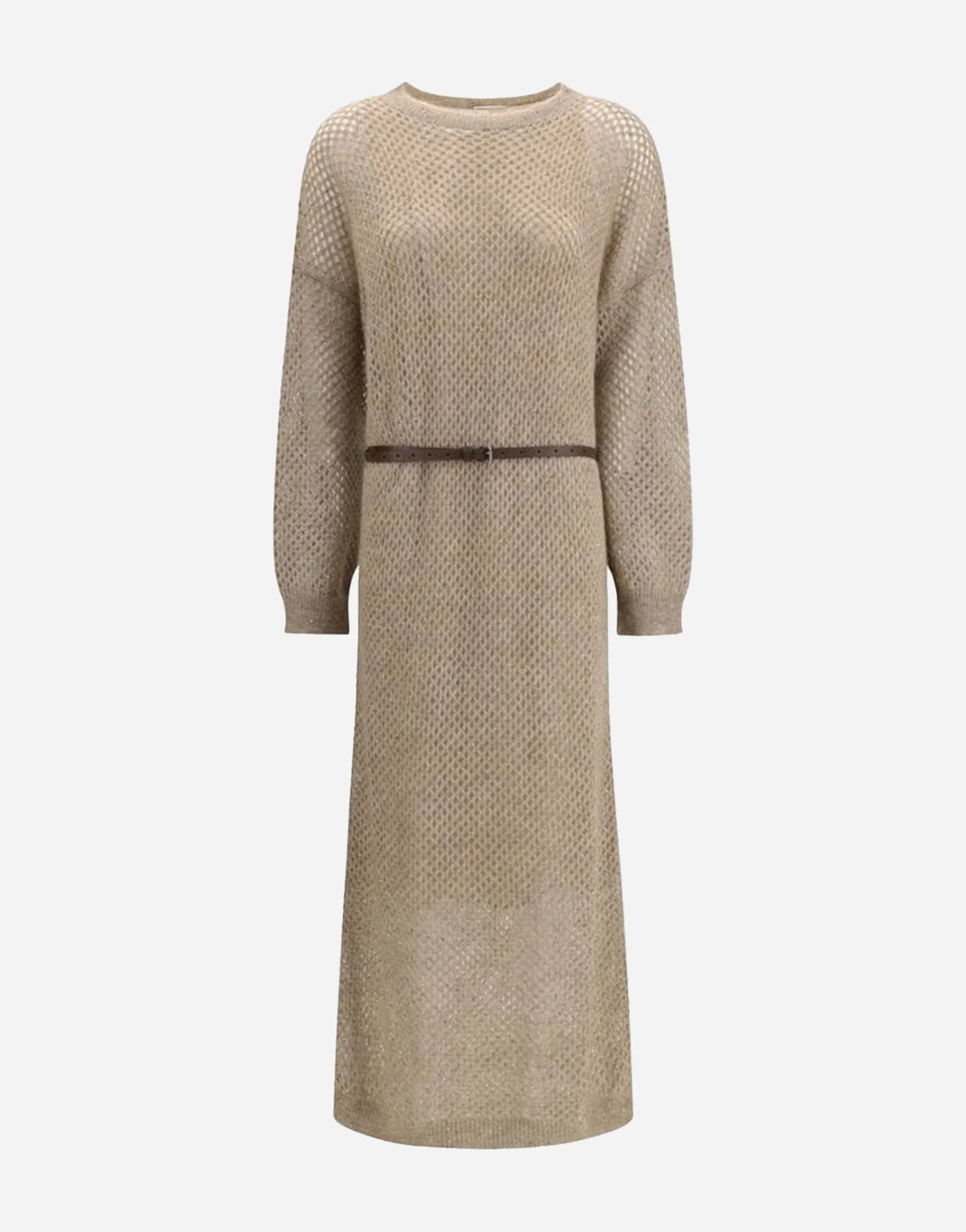Brunello Cucinelli Belted knitted midi dress