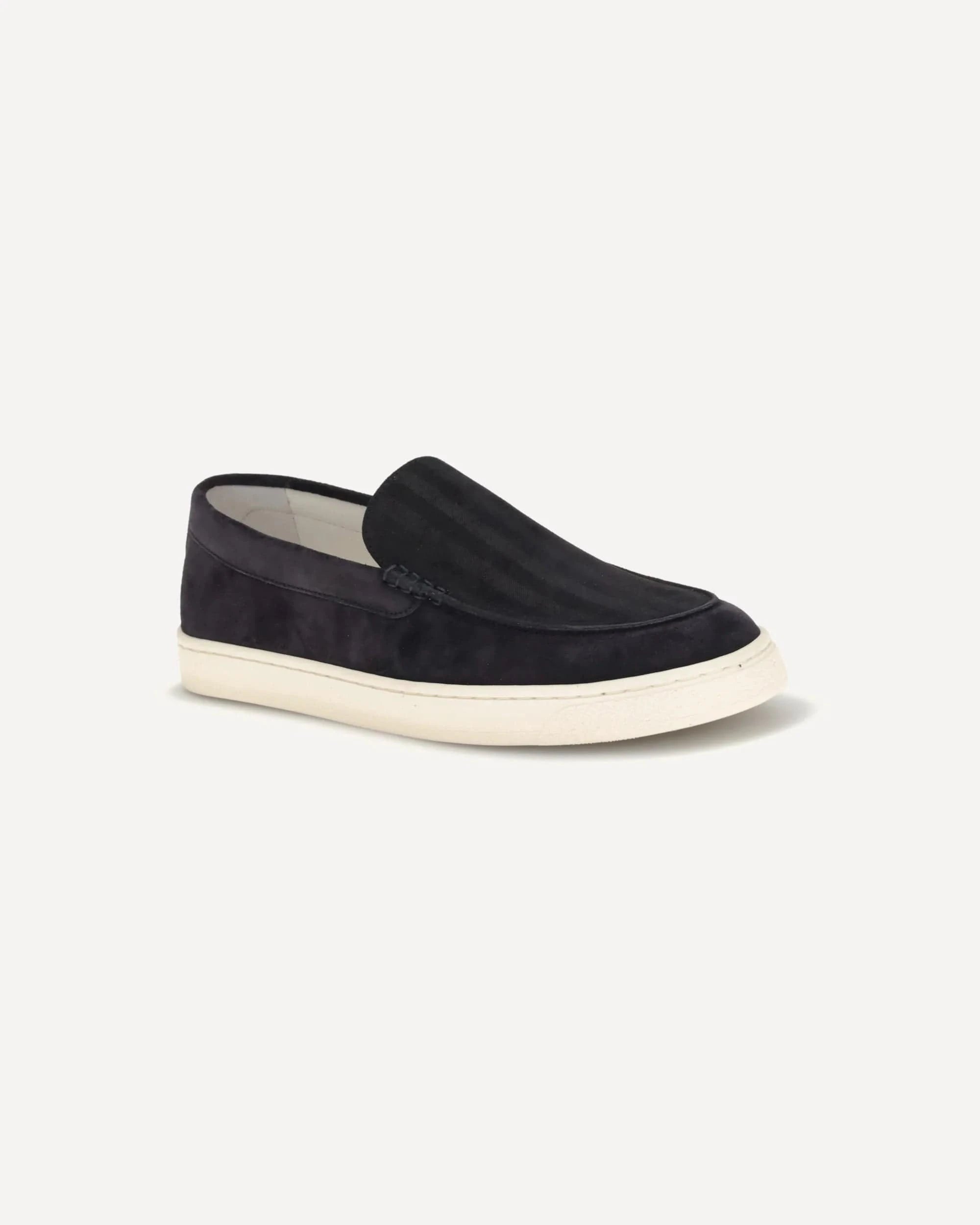 Brunello Cucinelli Black Chevron-Effect Suede Loafers