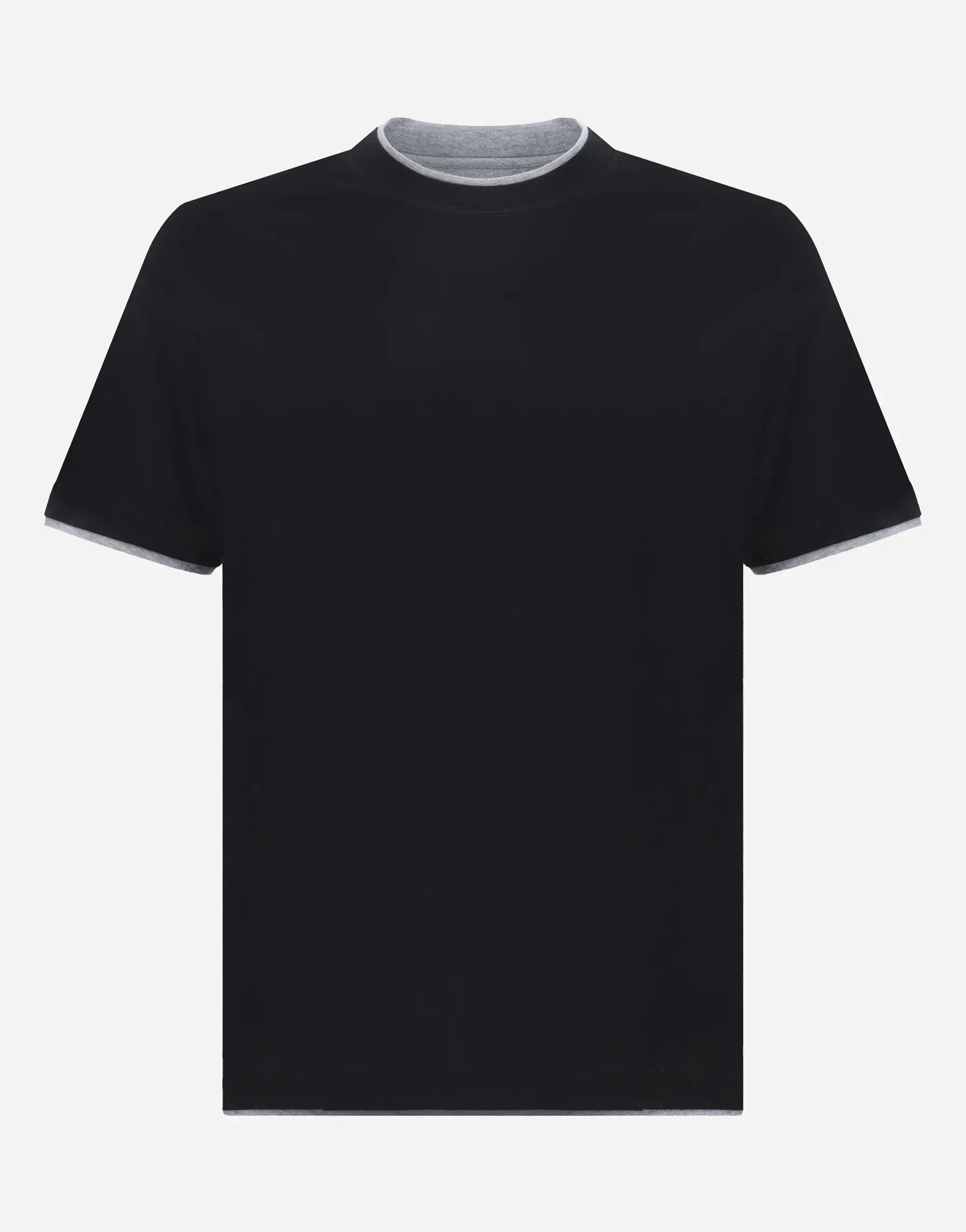 Brunello Cucinelli Black Cotton Jersey Crew Neck T-Shirt