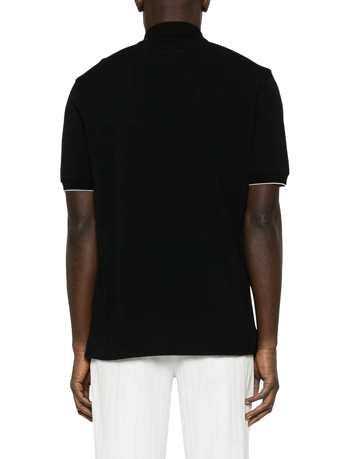 Brunello Cucinelli Black Cotton Piqué Logo Polo Shirt