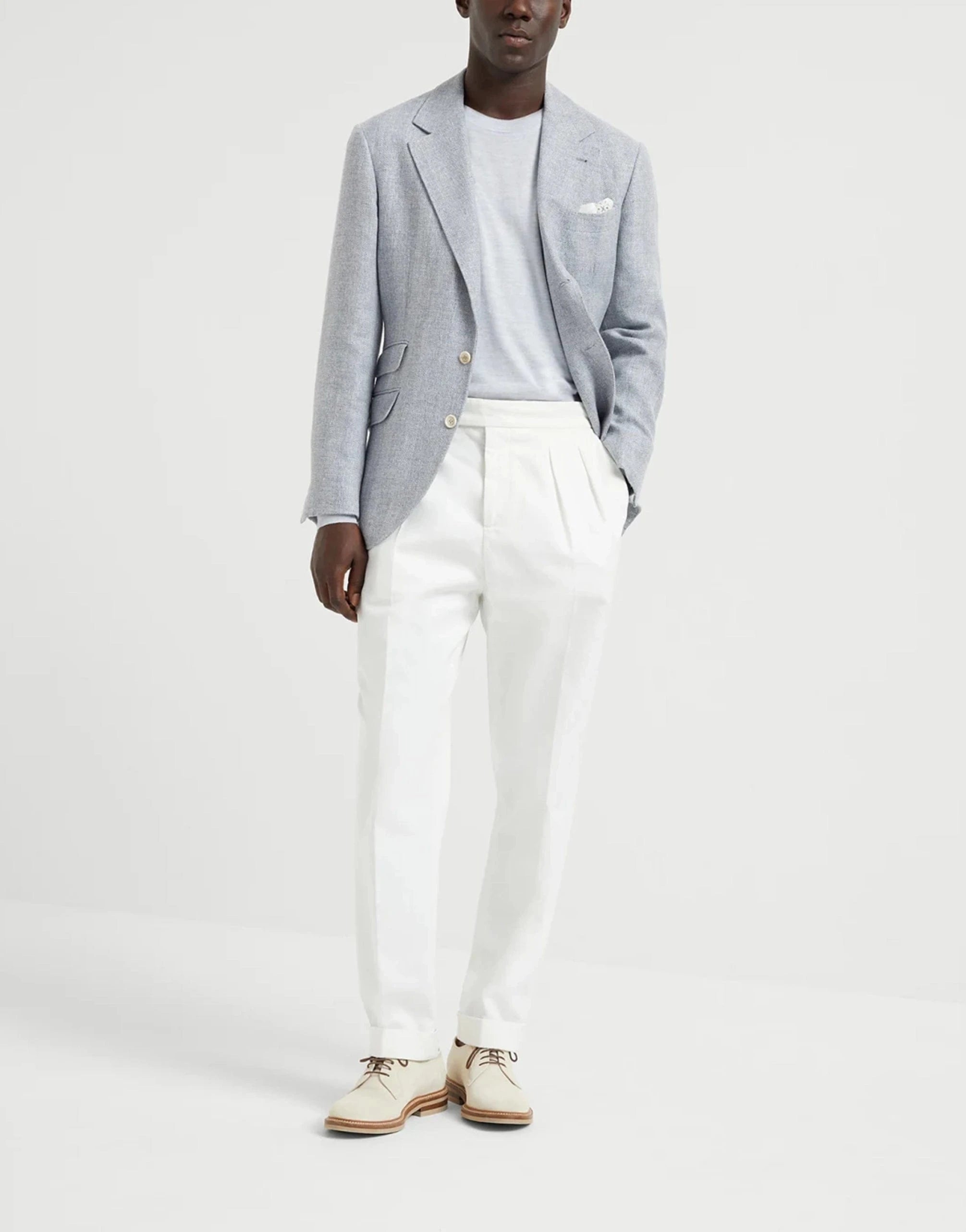 Brunello Cucinelli Blue Cashmere-Silk Blend Sweater