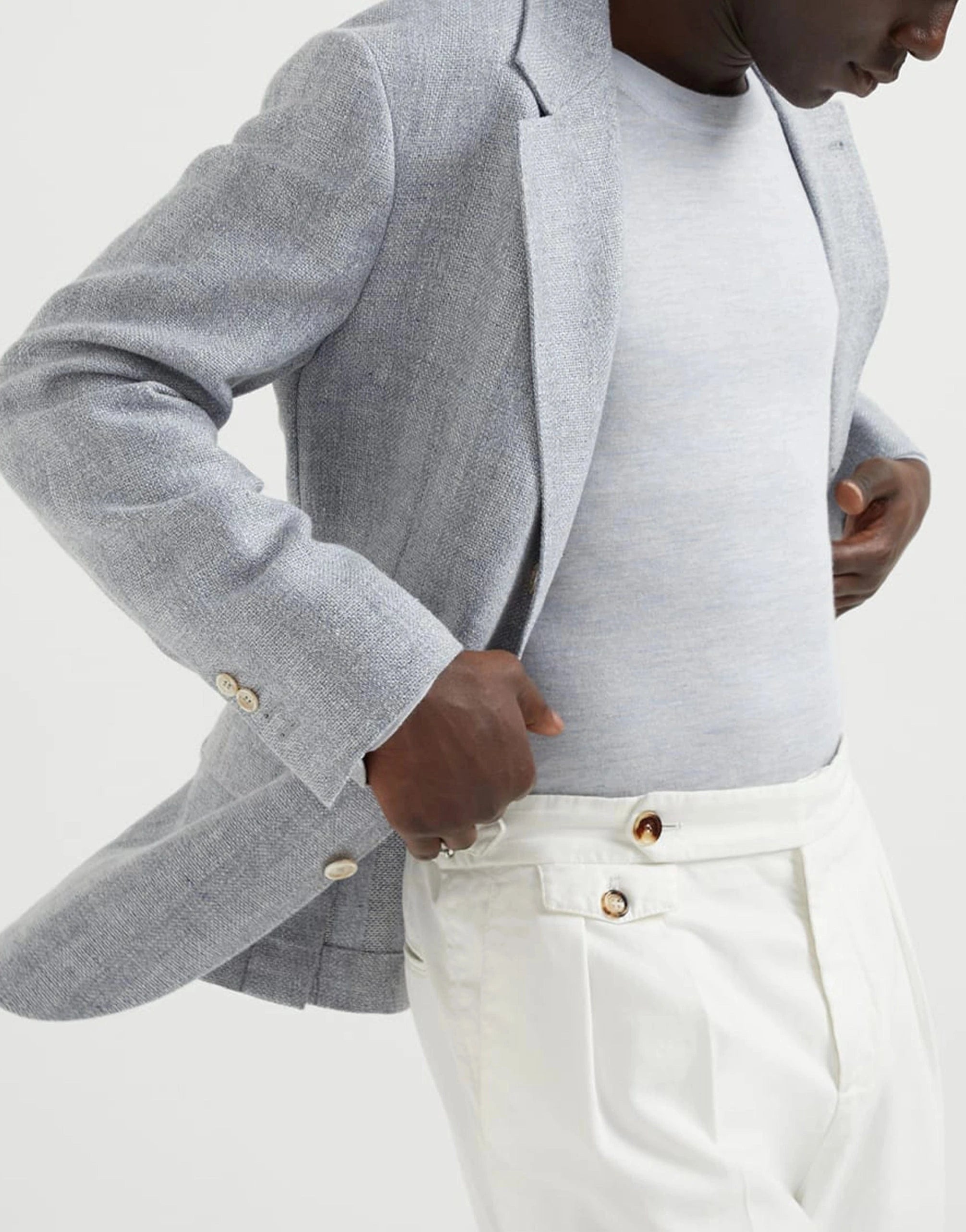 Brunello Cucinelli Blue Cashmere-Silk Blend Sweater