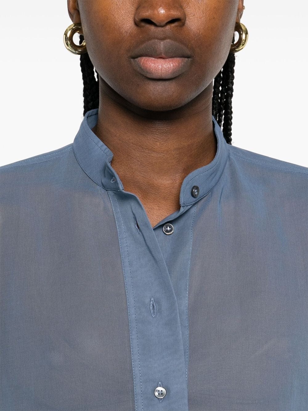 Brunello Cucinelli Blue Cotton Blouse