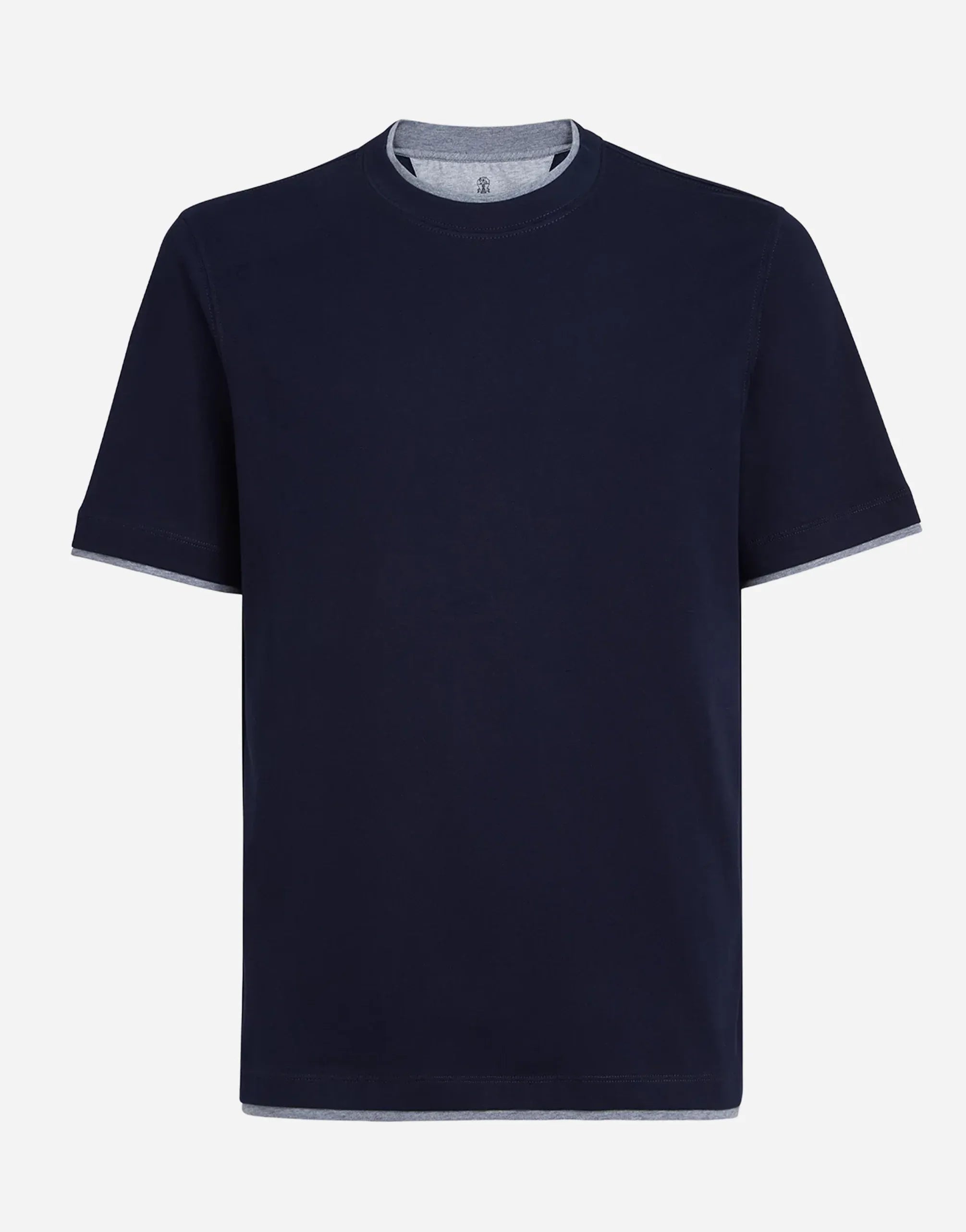 Brunello Cucinelli Blue Cotton Jersey Crew Neck T-Shirt
