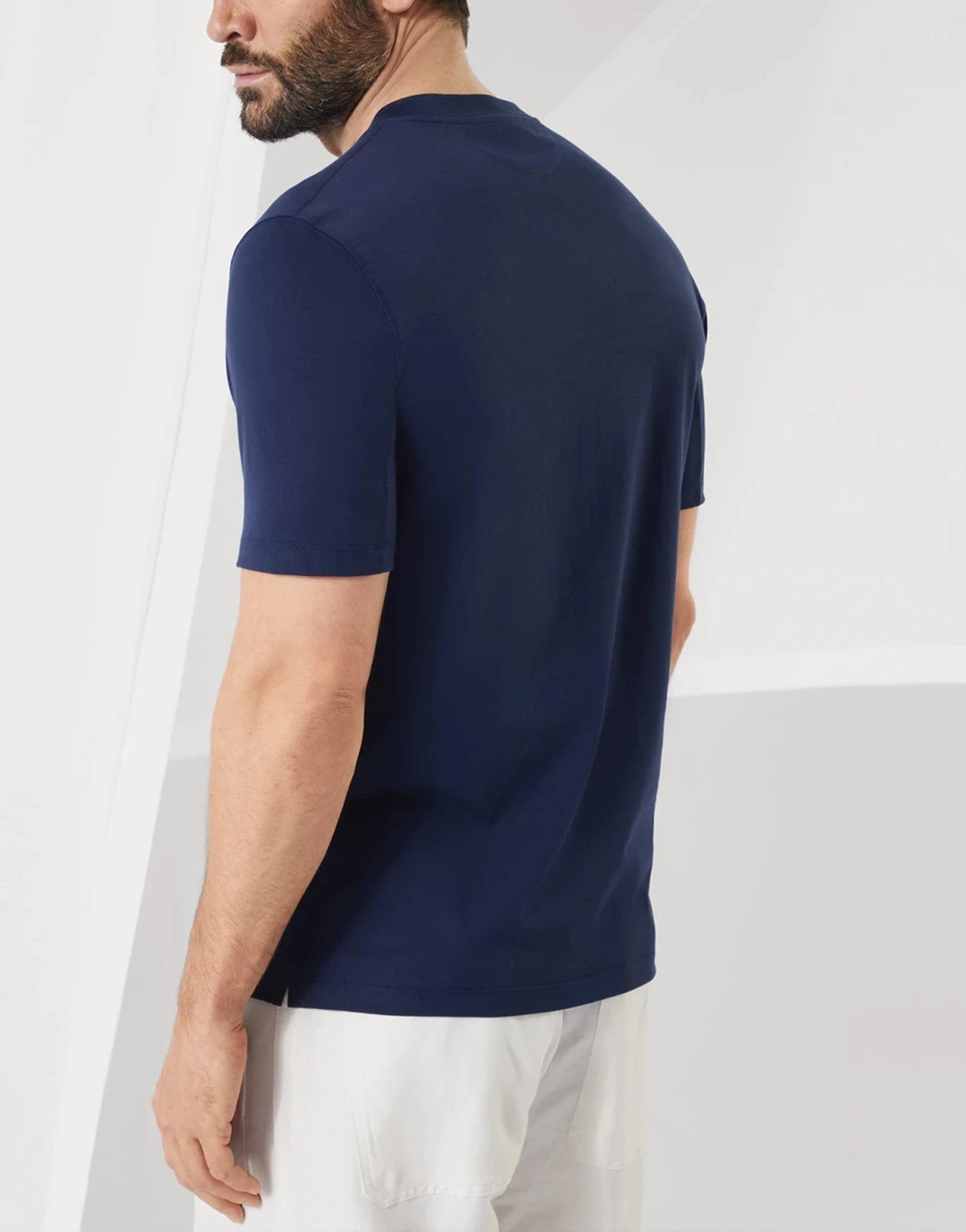 Brunello Cucinelli Blue Cotton Jersey Crewneck Logo T-Shirt