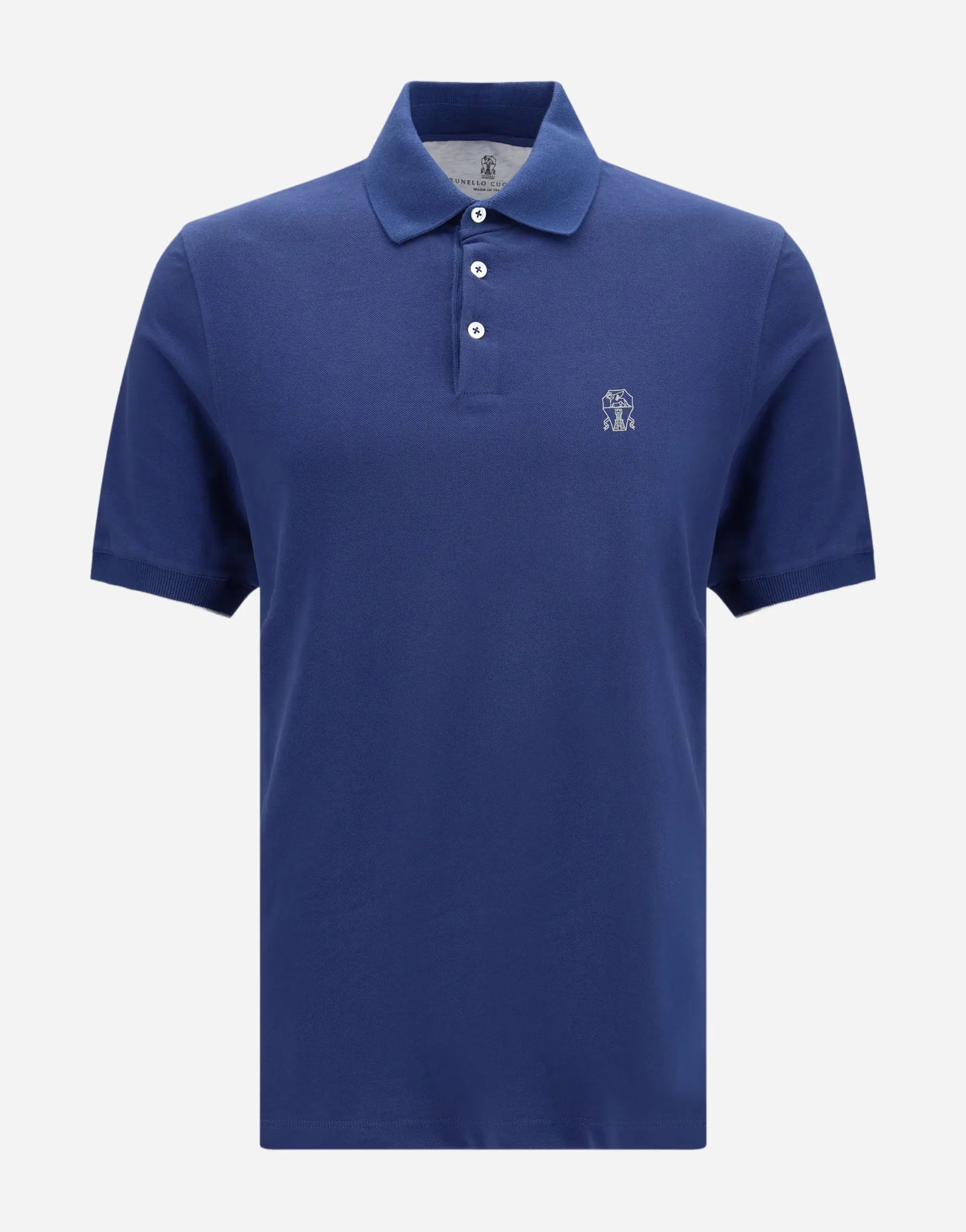 Brunello Cucinelli Blue Cotton Piqué Polo Logo Shirt