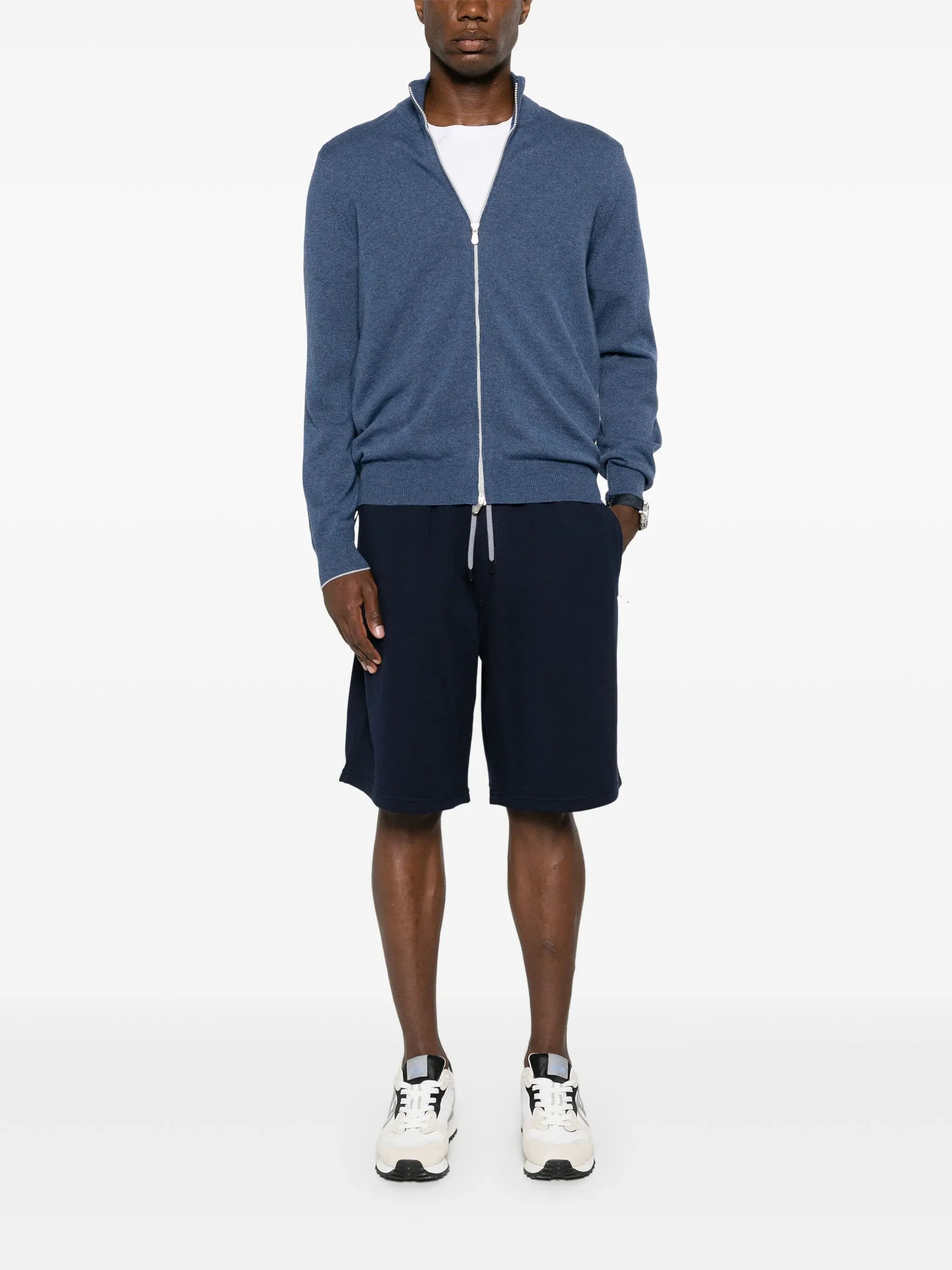 Brunello Cucinelli Blue Drawstring-Waist Track Shorts
