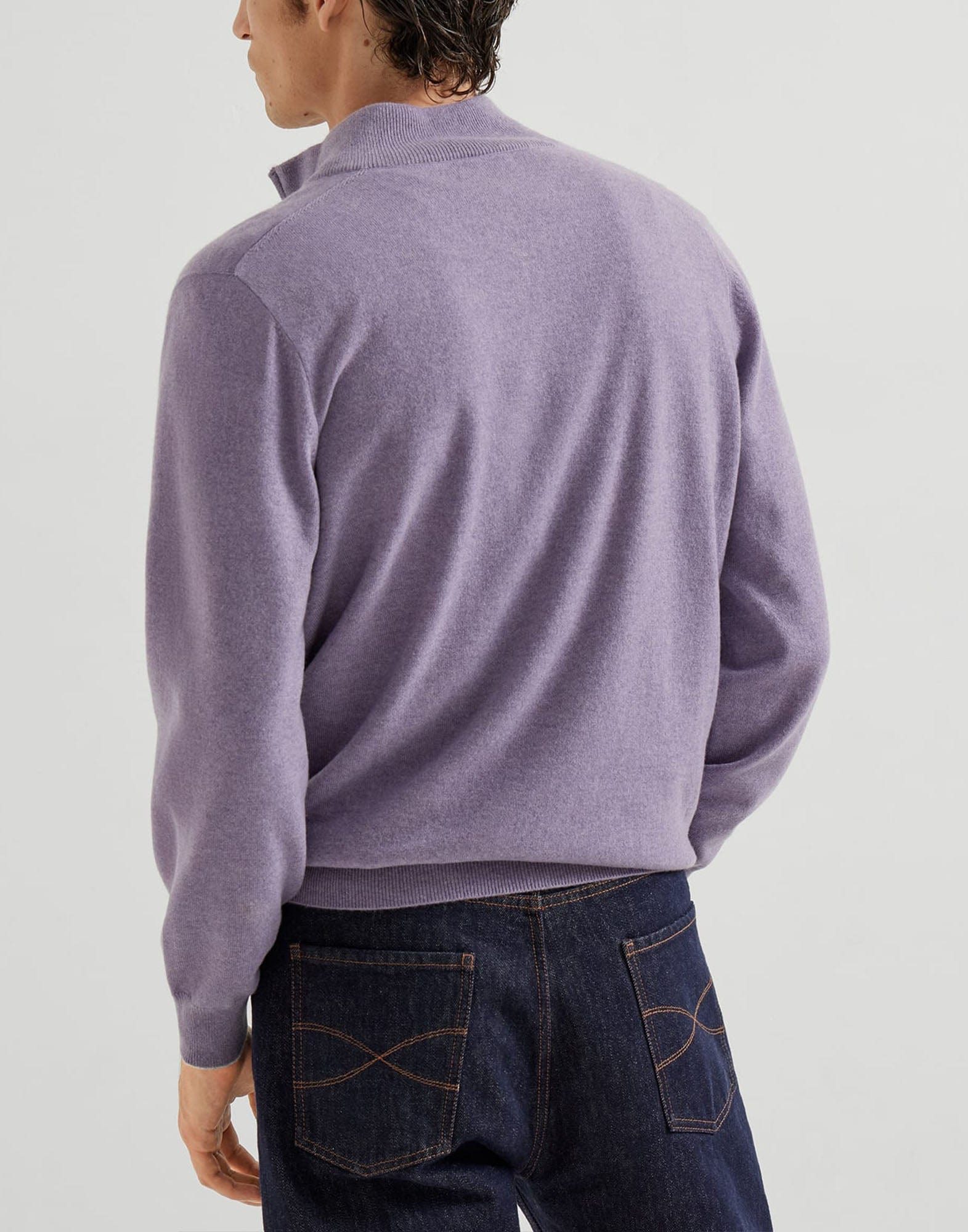 Brunello Cucinelli Blue Half-Zip Cashmere Sweater