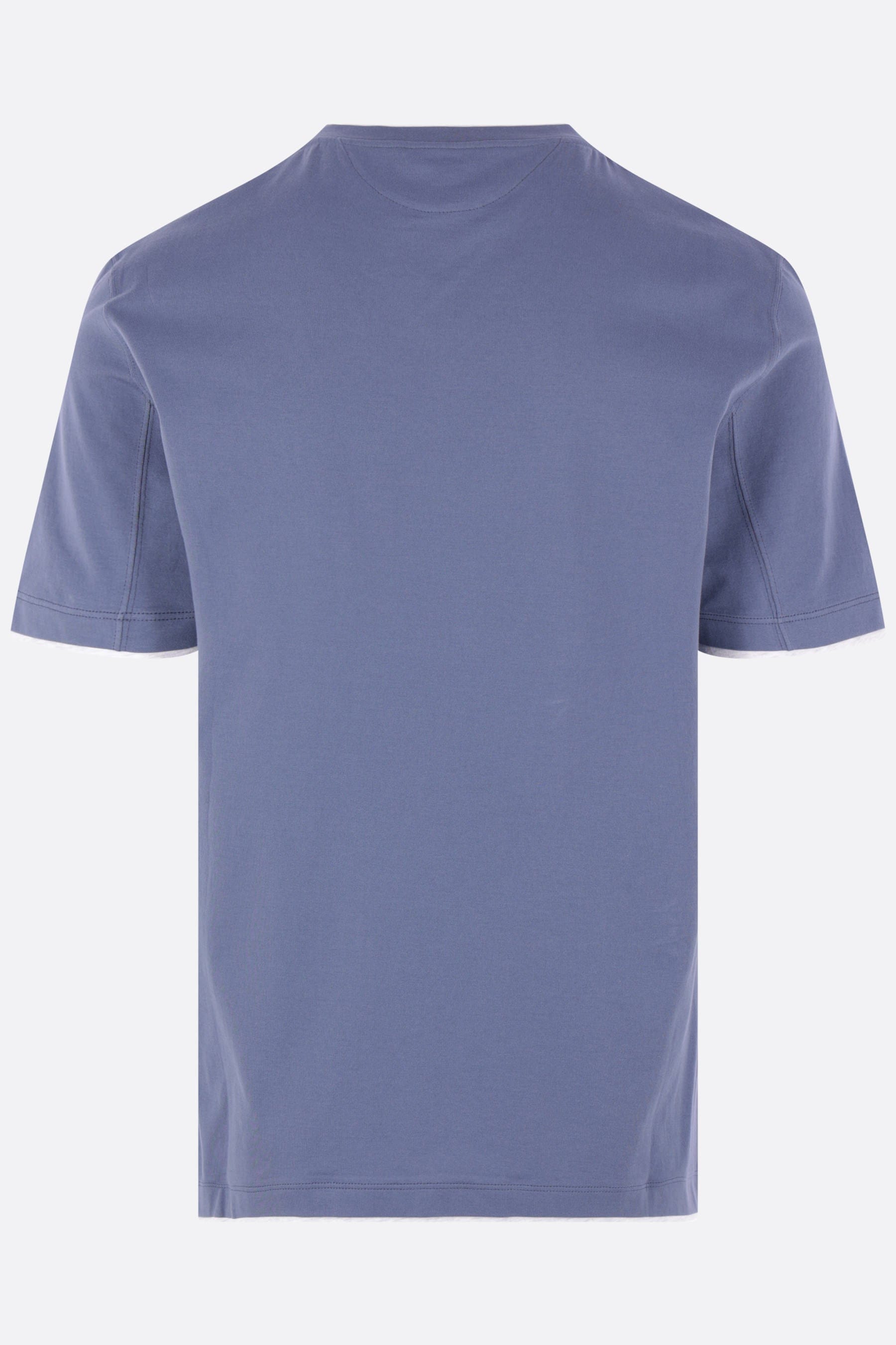 Brunello Cucinelli Blue Jersey Cotton Crew Neck T-Shirt - alternate view
