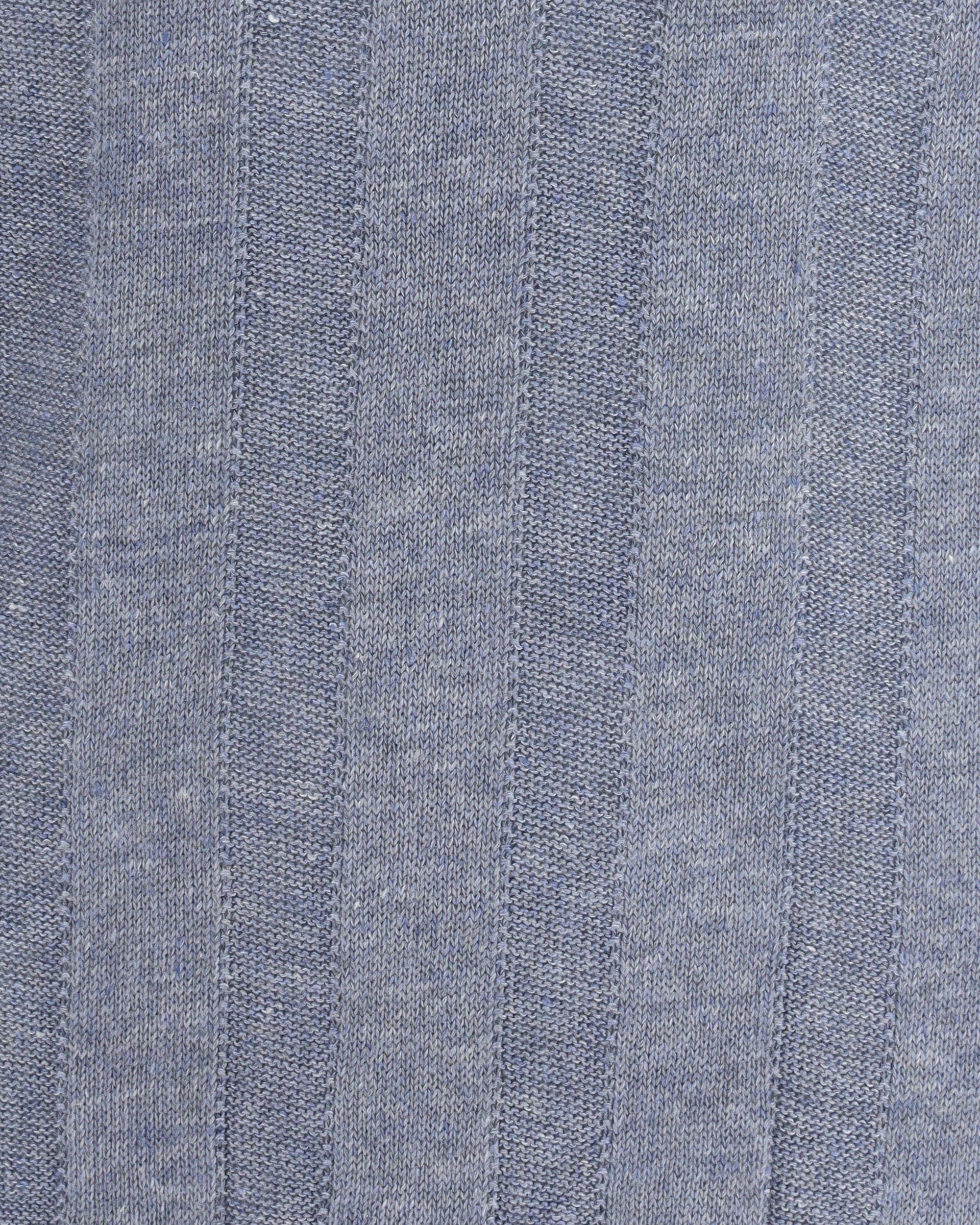 Brunello Cucinelli Blue Linen-Cotton Blend Knit Polo