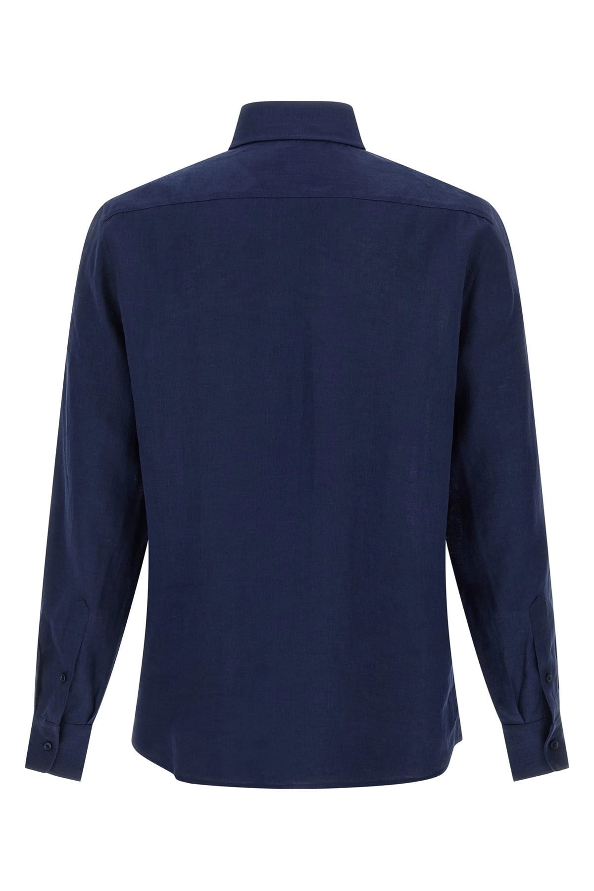 Brunello Cucinelli Brunello Cucinelli Blue Linen French Collar Shirt