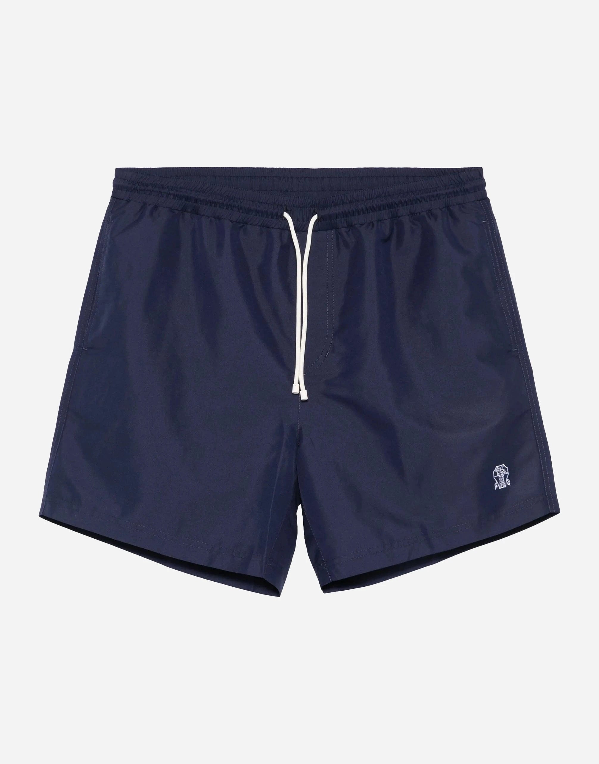 Brunello Cucinelli Blue Logo-Embroidered Swim Shorts
