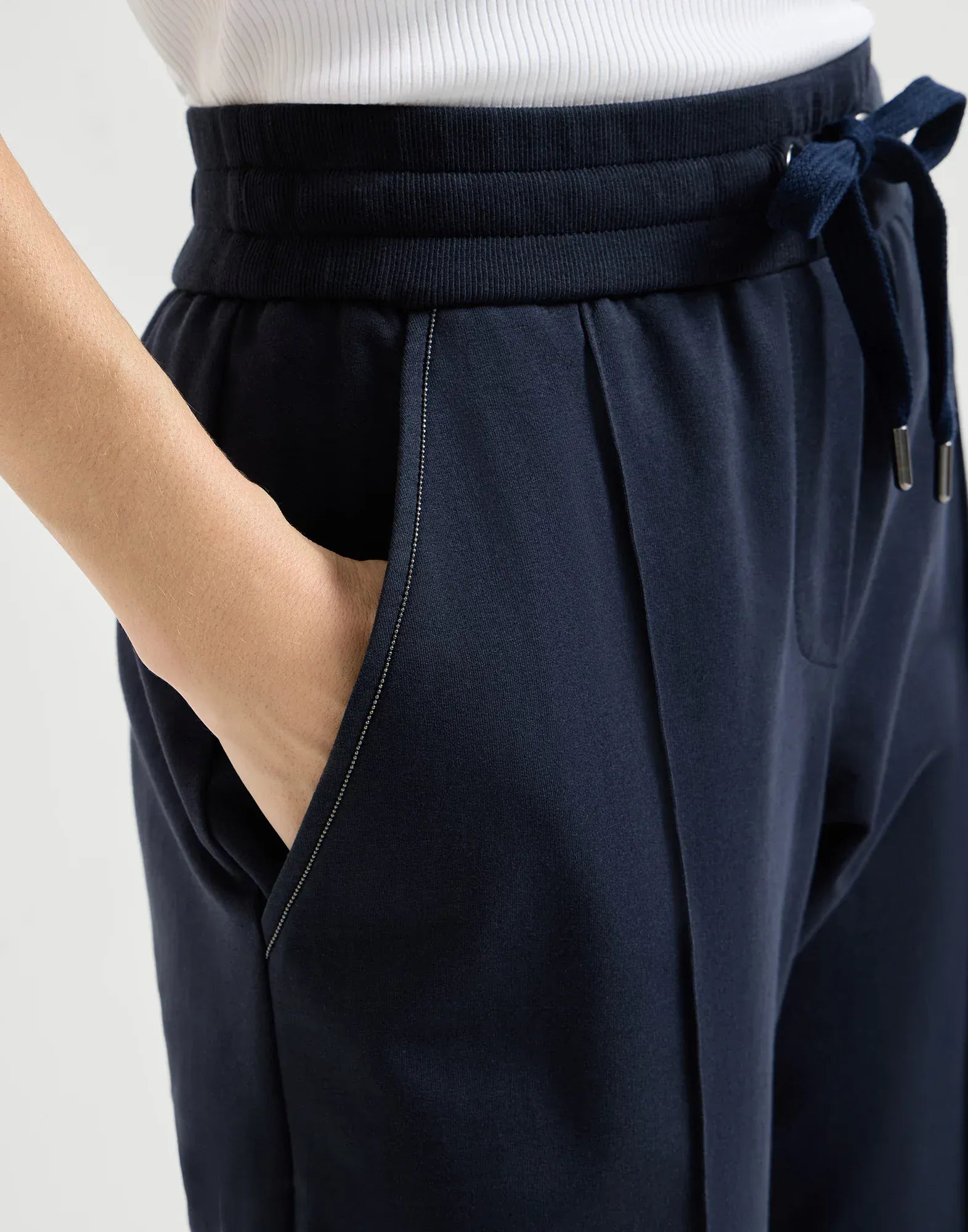 Brunello Cucinelli Blue Stretch French Terry Monili Track Pants