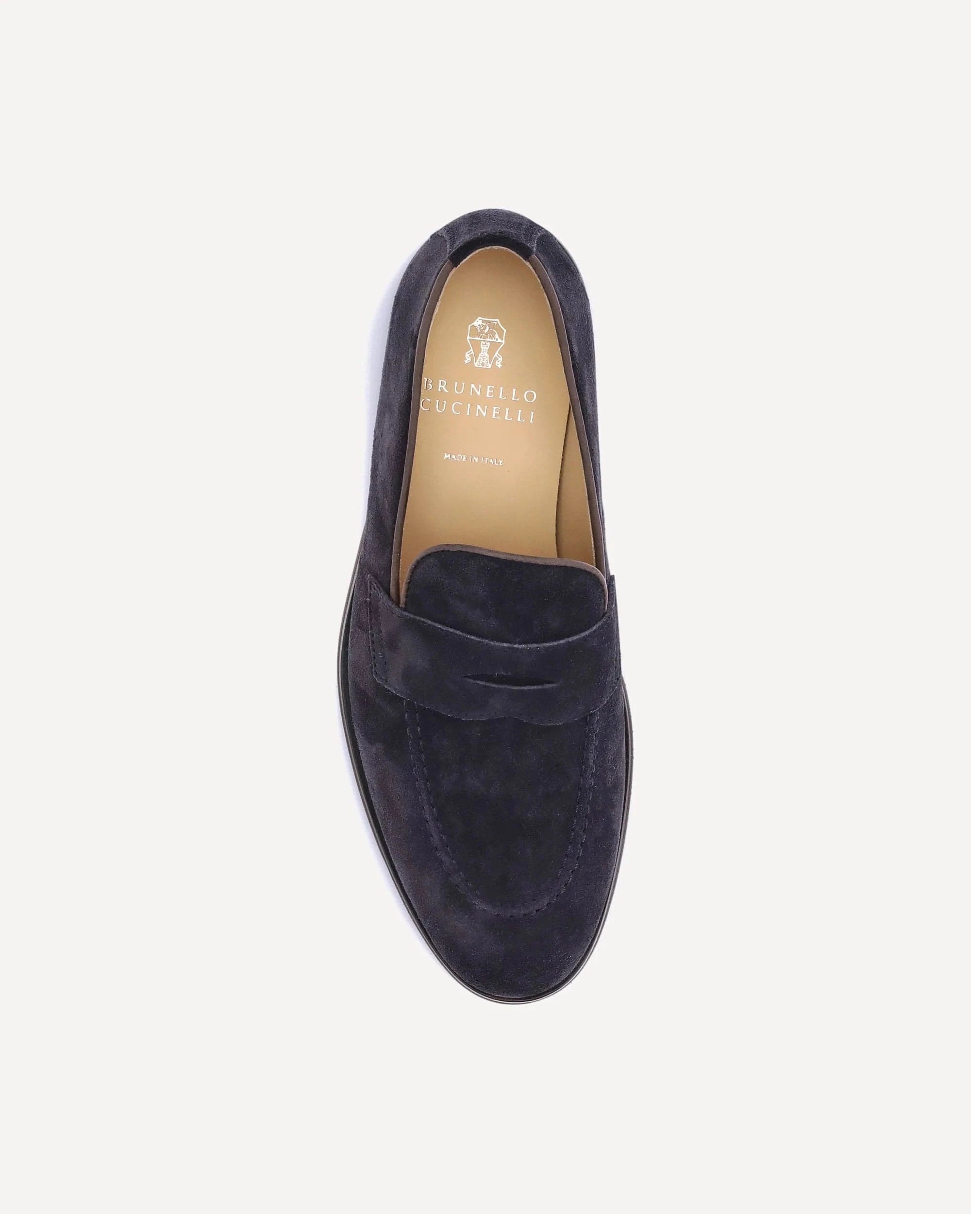 Brunello Cucinelli Blue Suede Loafers