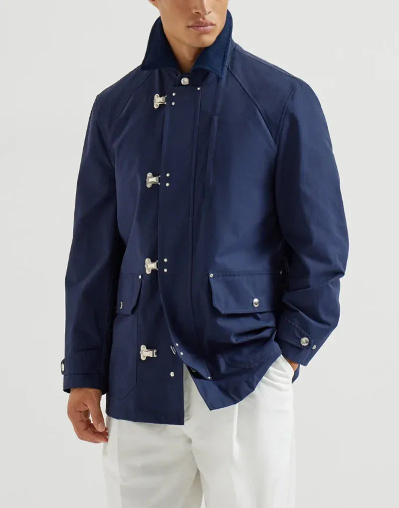 Brunello Cucinelli Blue Water-Resistant Techno Gabardine Jacket