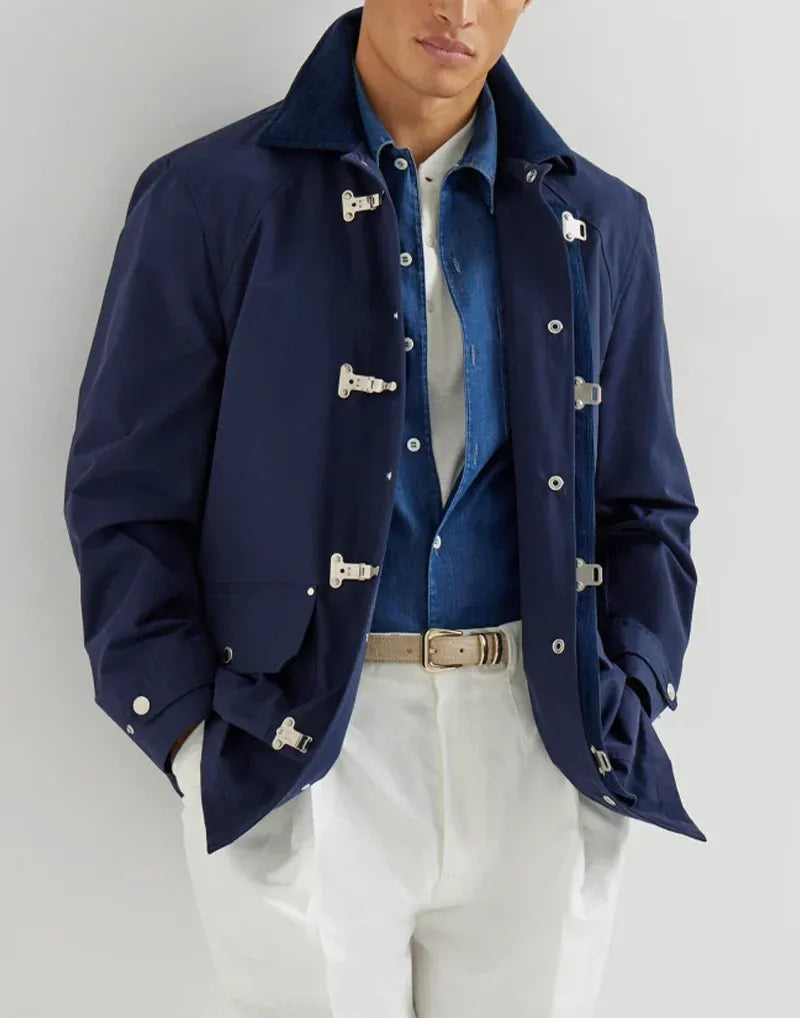 Brunello Cucinelli Blue Water-Resistant Techno Gabardine Jacket