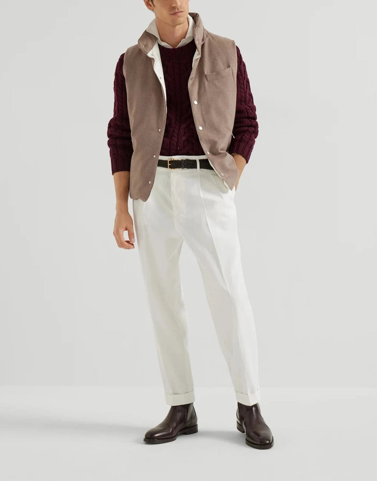 Brunello Cucinelli Bonded Wool Flannel Down Vest