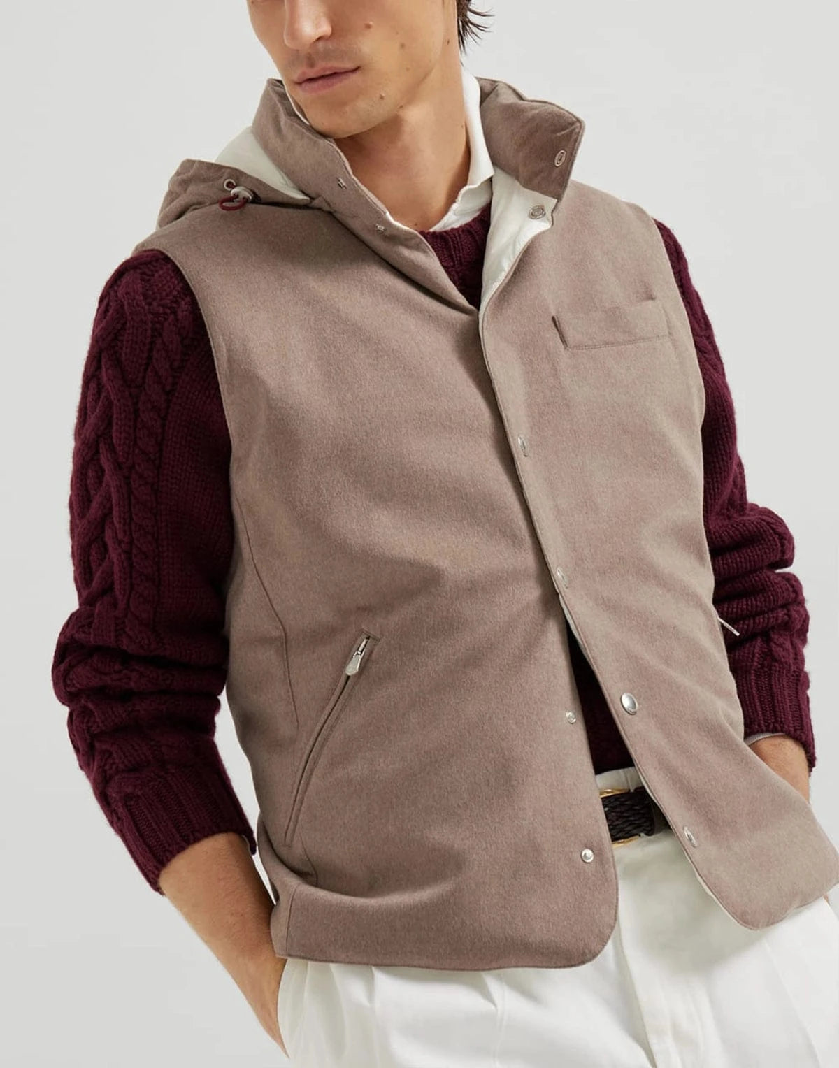 Brunello Cucinelli Bonded Wool Flannel Down Vest