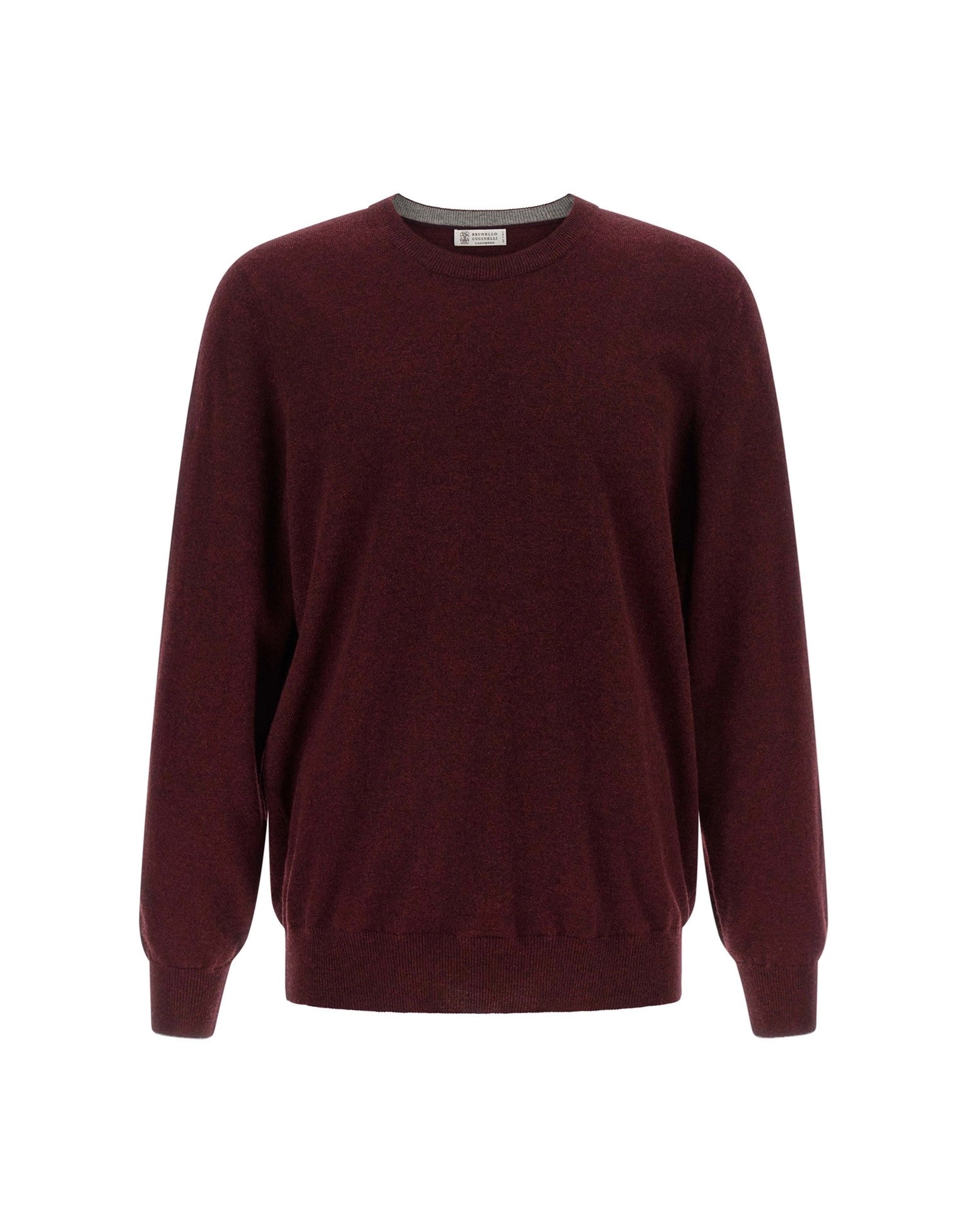 Brunello Cucinelli Bordeaux Cashmere Crew Neck Sweater