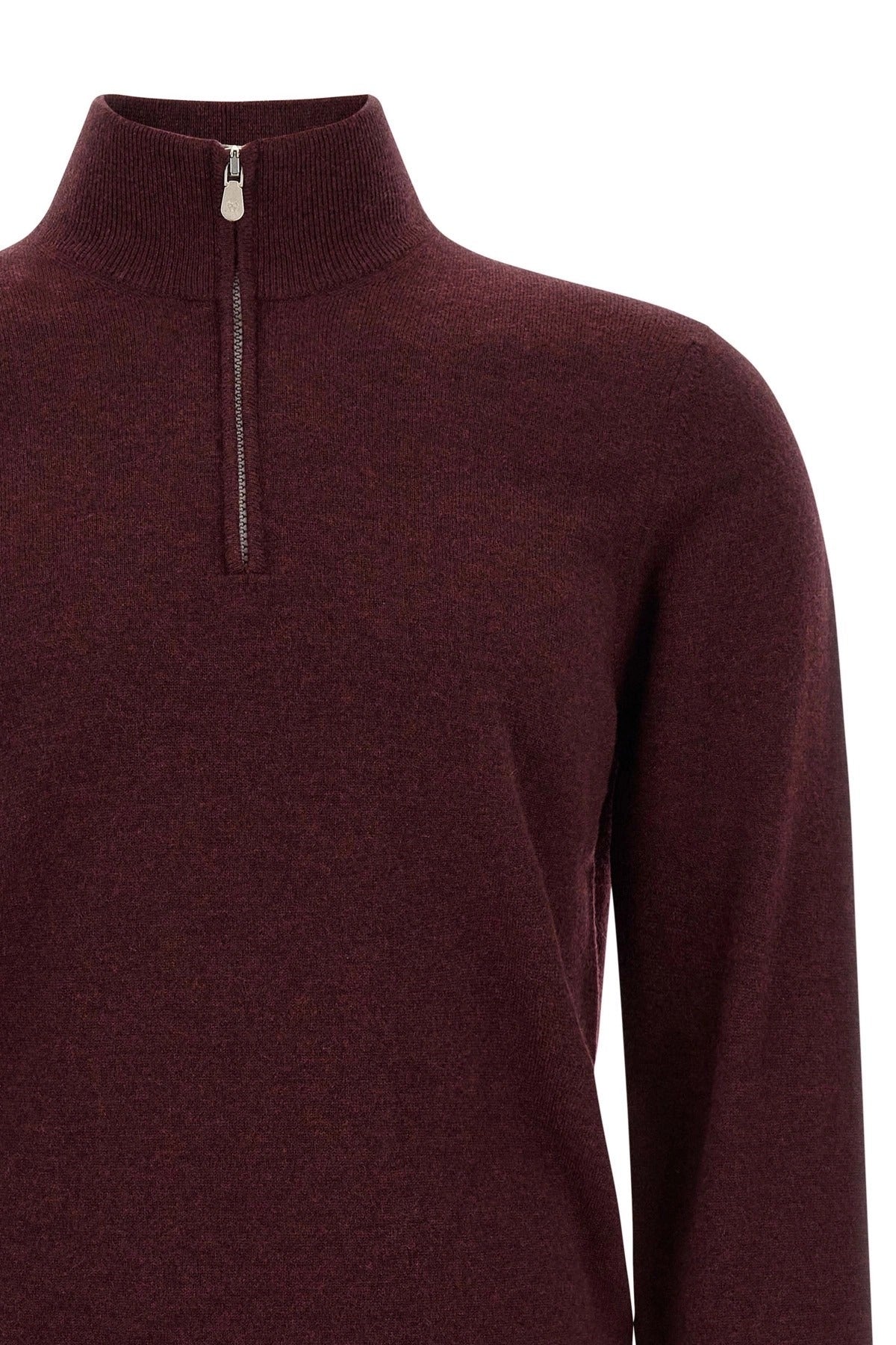 Brunello Cucinelli Bordeaux Half-Zip Cashmere Sweater