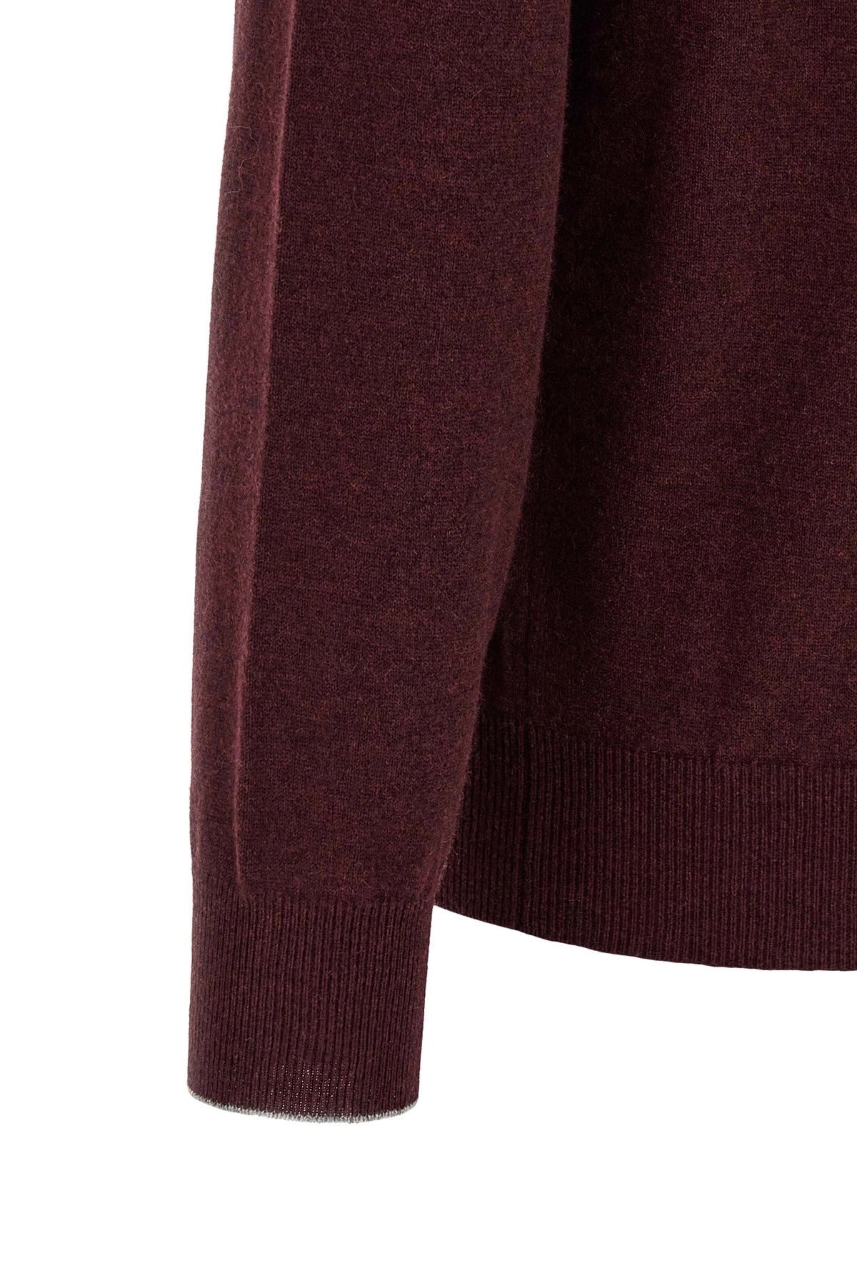 Brunello Cucinelli Bordeaux Half-Zip Cashmere Sweater
