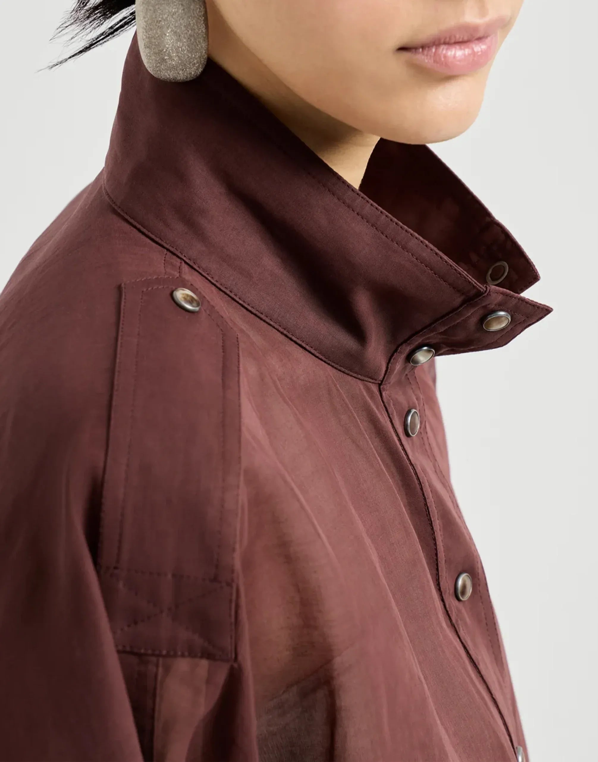 Brunello Cucinelli Bordeaux Organza Monili Jacket