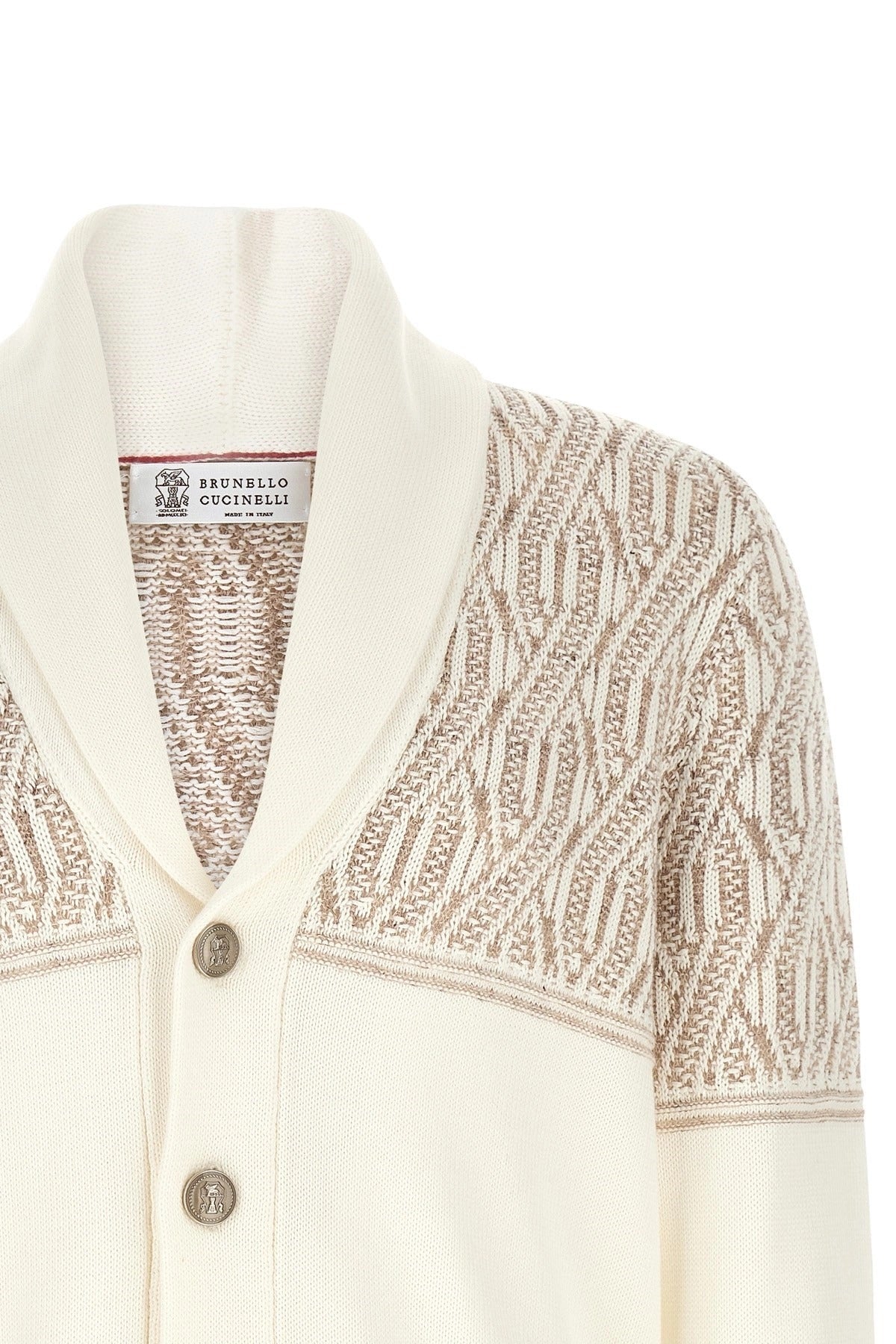 Brunello Cucinelli Braided Jacquard Shoulders Cardigan