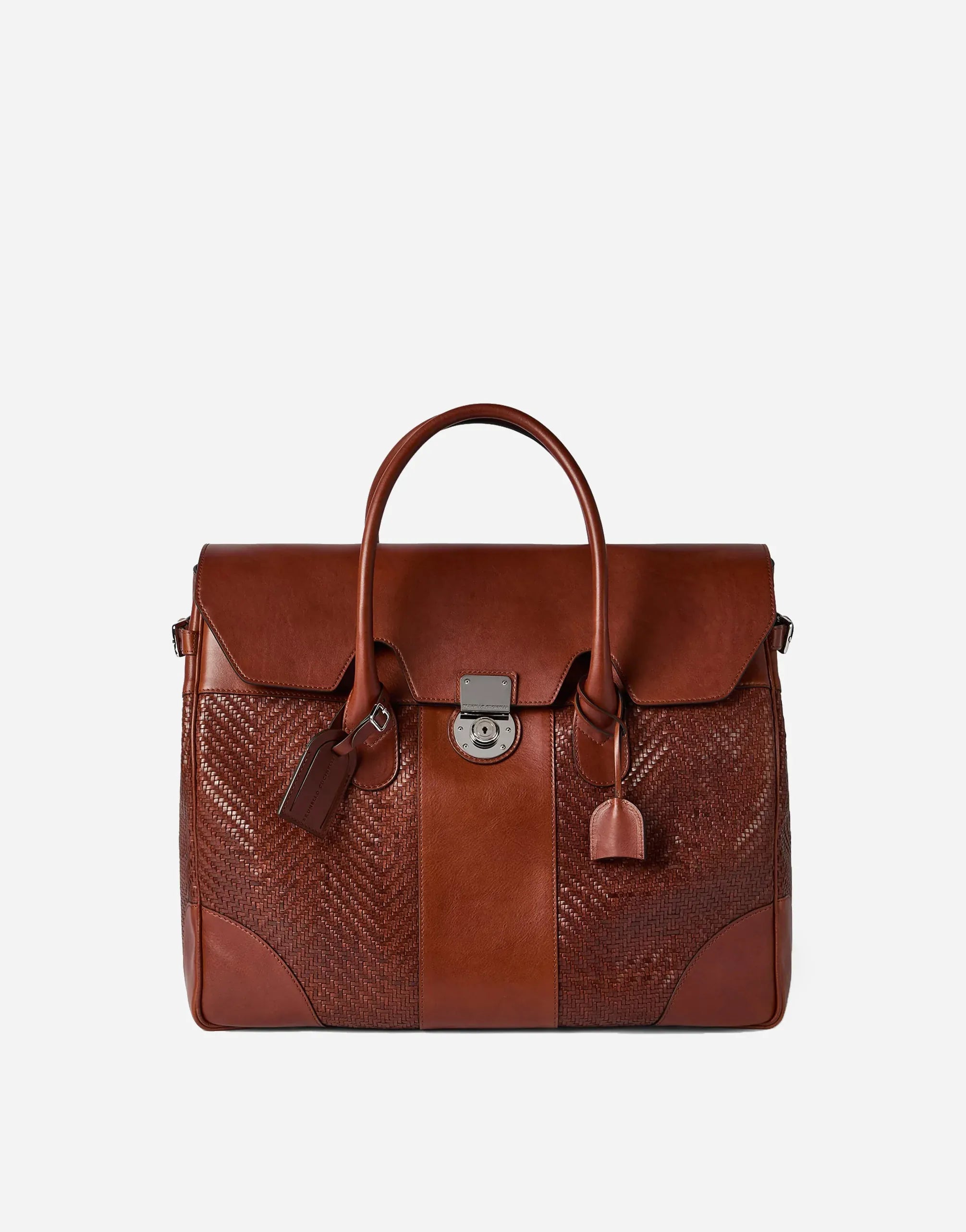 Brunello Cucinelli Braided Leather Boston Bag