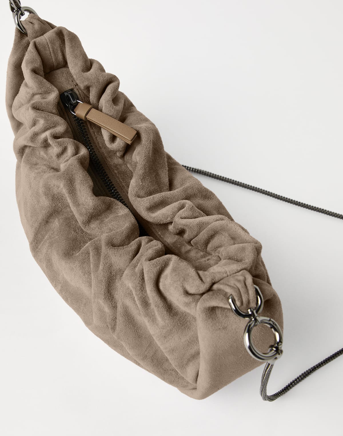 Brunello Cucinelli Brioche Debossed-Logo Hobo Bag