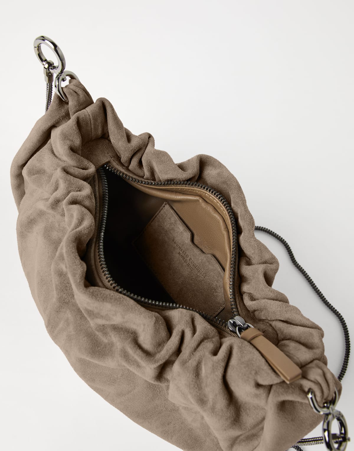 Brunello Cucinelli Brioche Debossed-Logo Hobo Bag