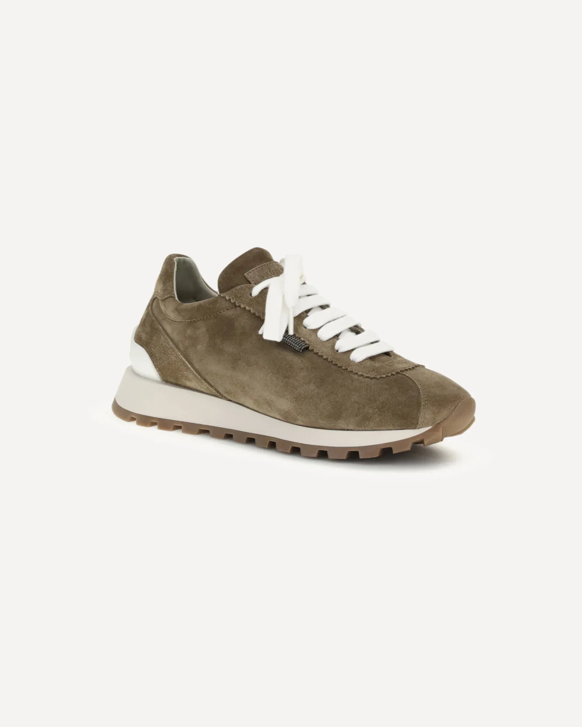 Braune glänzende Tab-Wildleder-Sneaker - alternate view