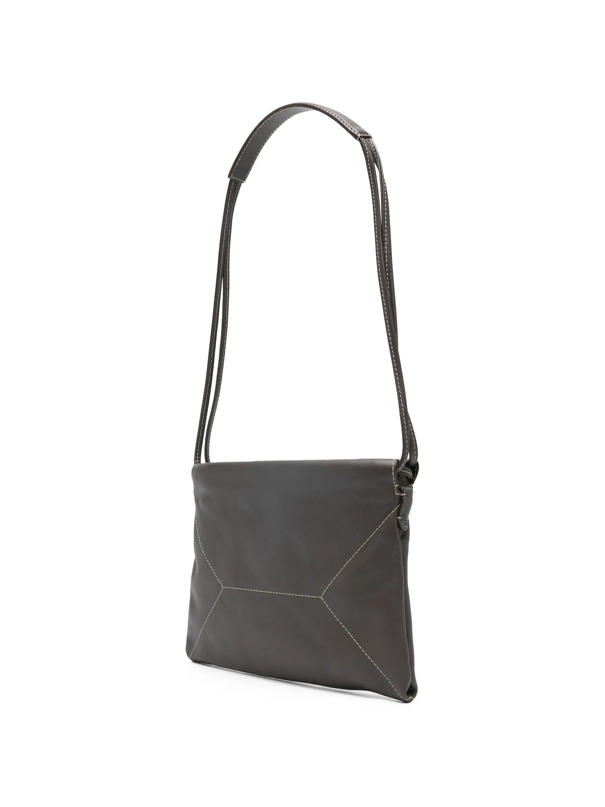 Brunello Cucinelli Brown Stitched Shoulder Bag