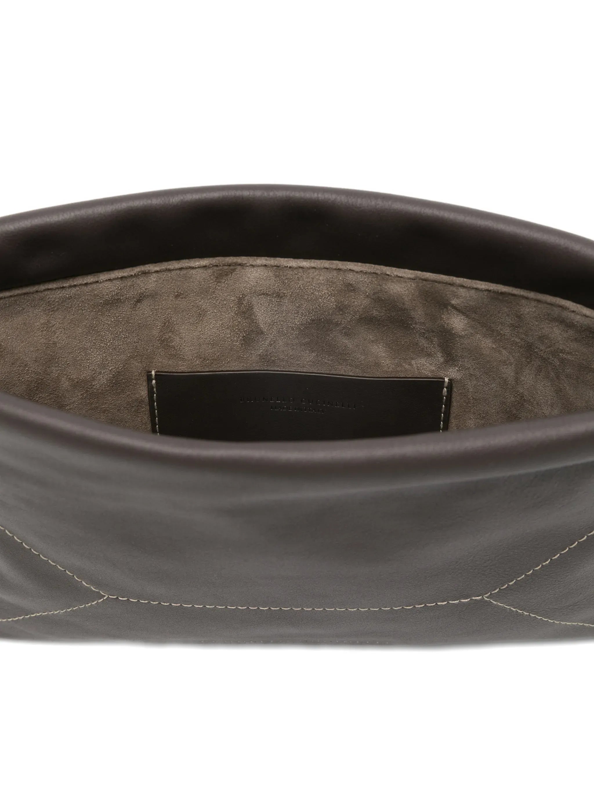Brunello Cucinelli Brown Stitched Shoulder Bag