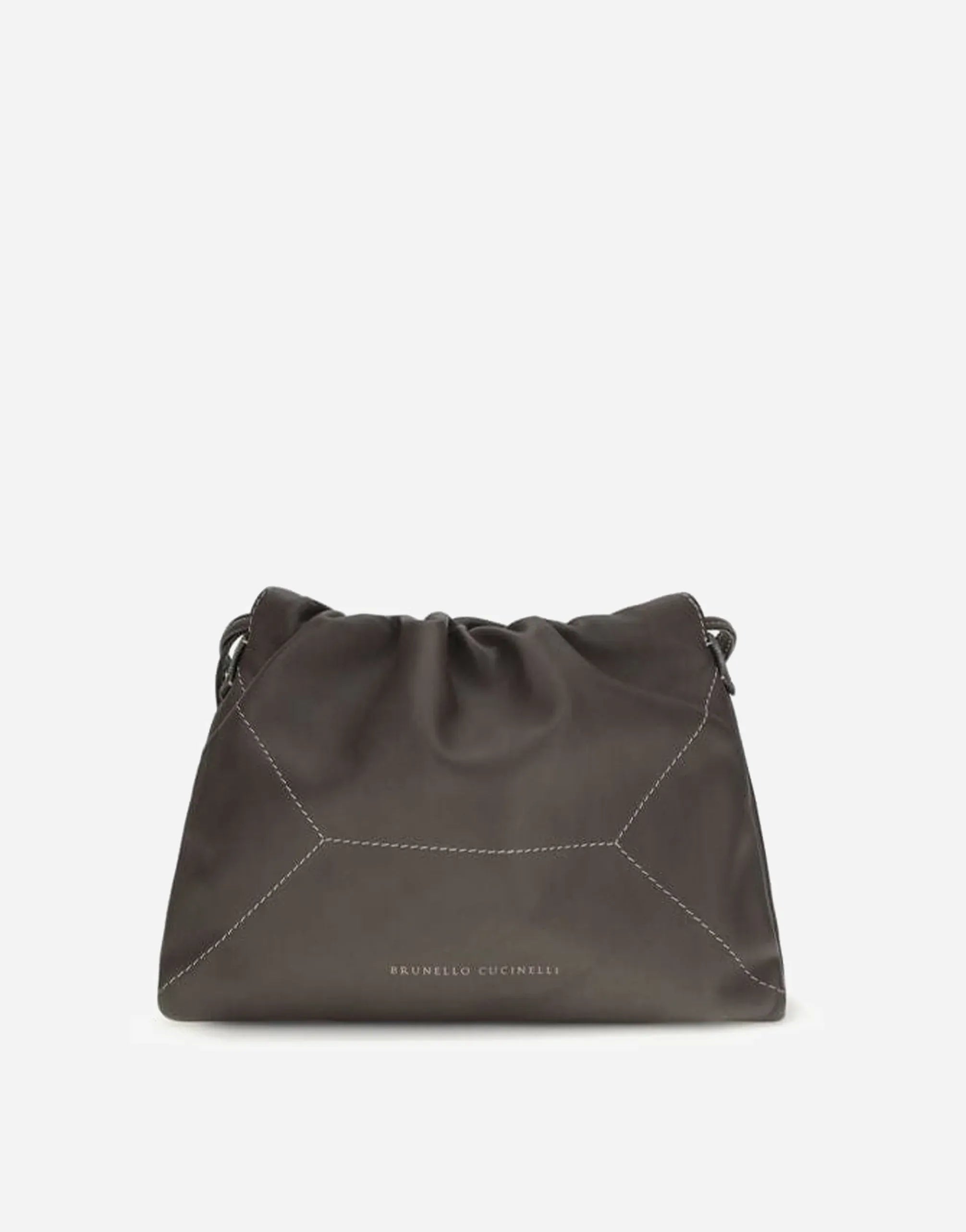 Brunello Cucinelli Brown Stitched Shoulder Bag