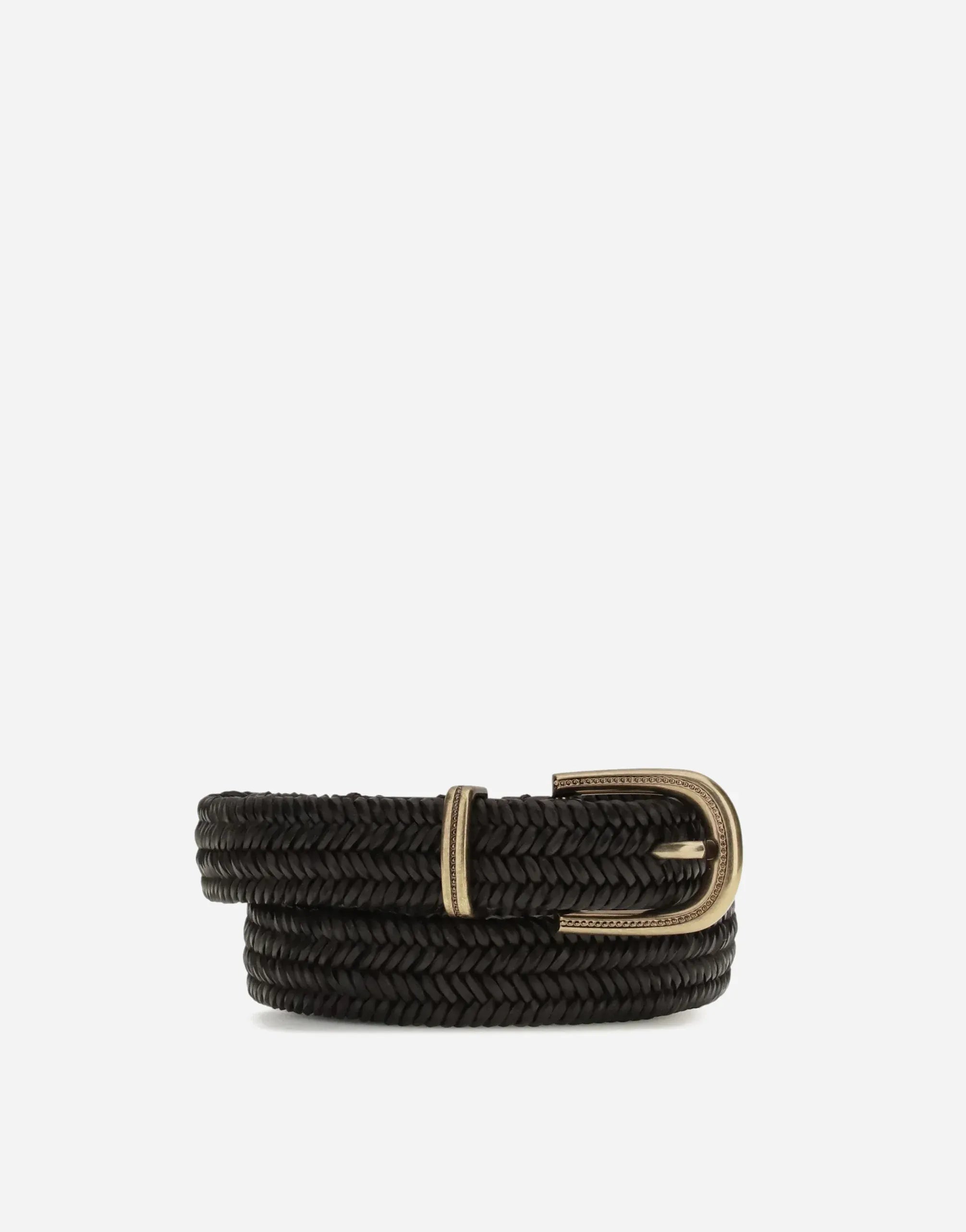 Brunello Cucinelli Brown Stretch Braided Leather Belt