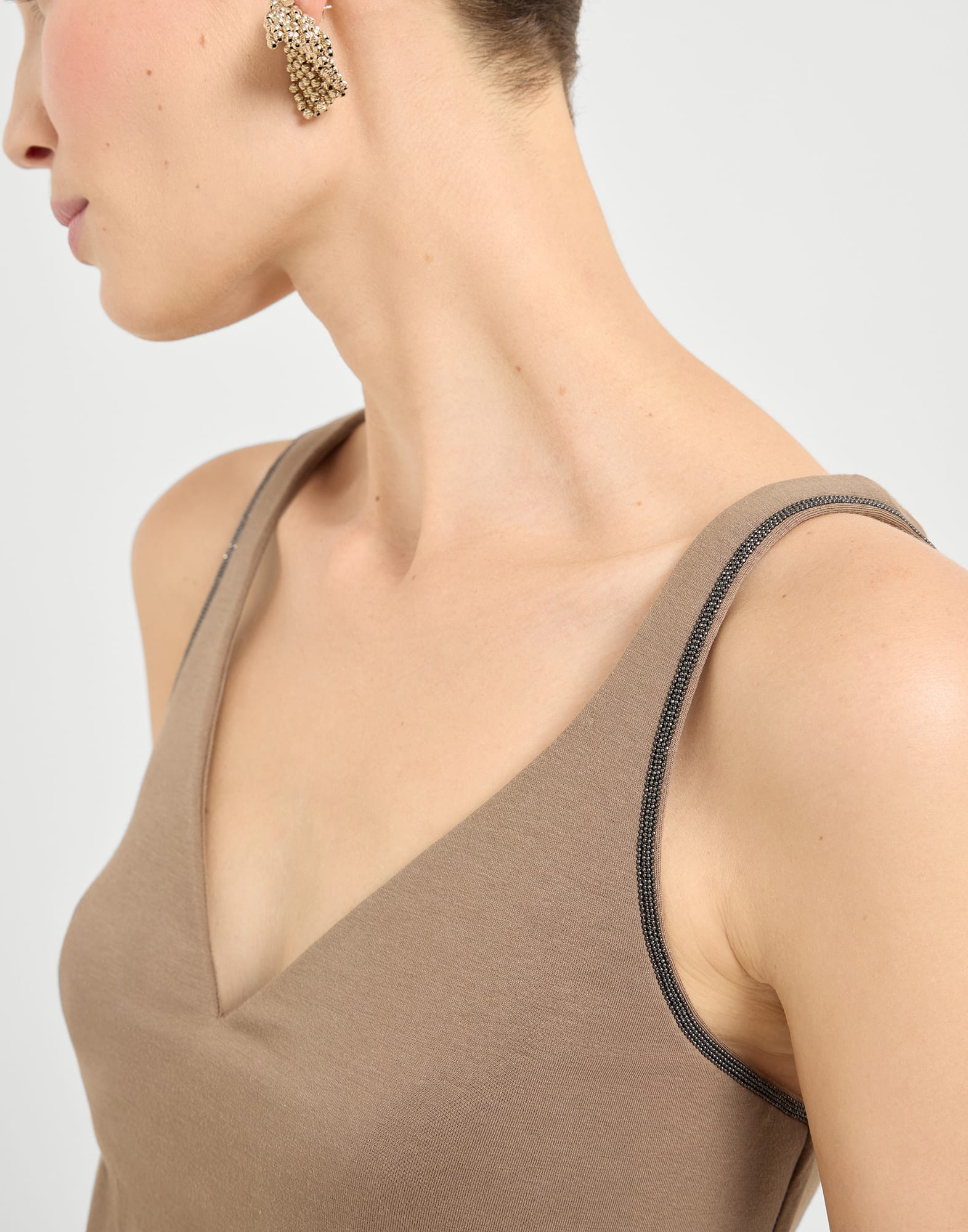 Brunello Cucinelli Brown Stretch Cotton Tank Top