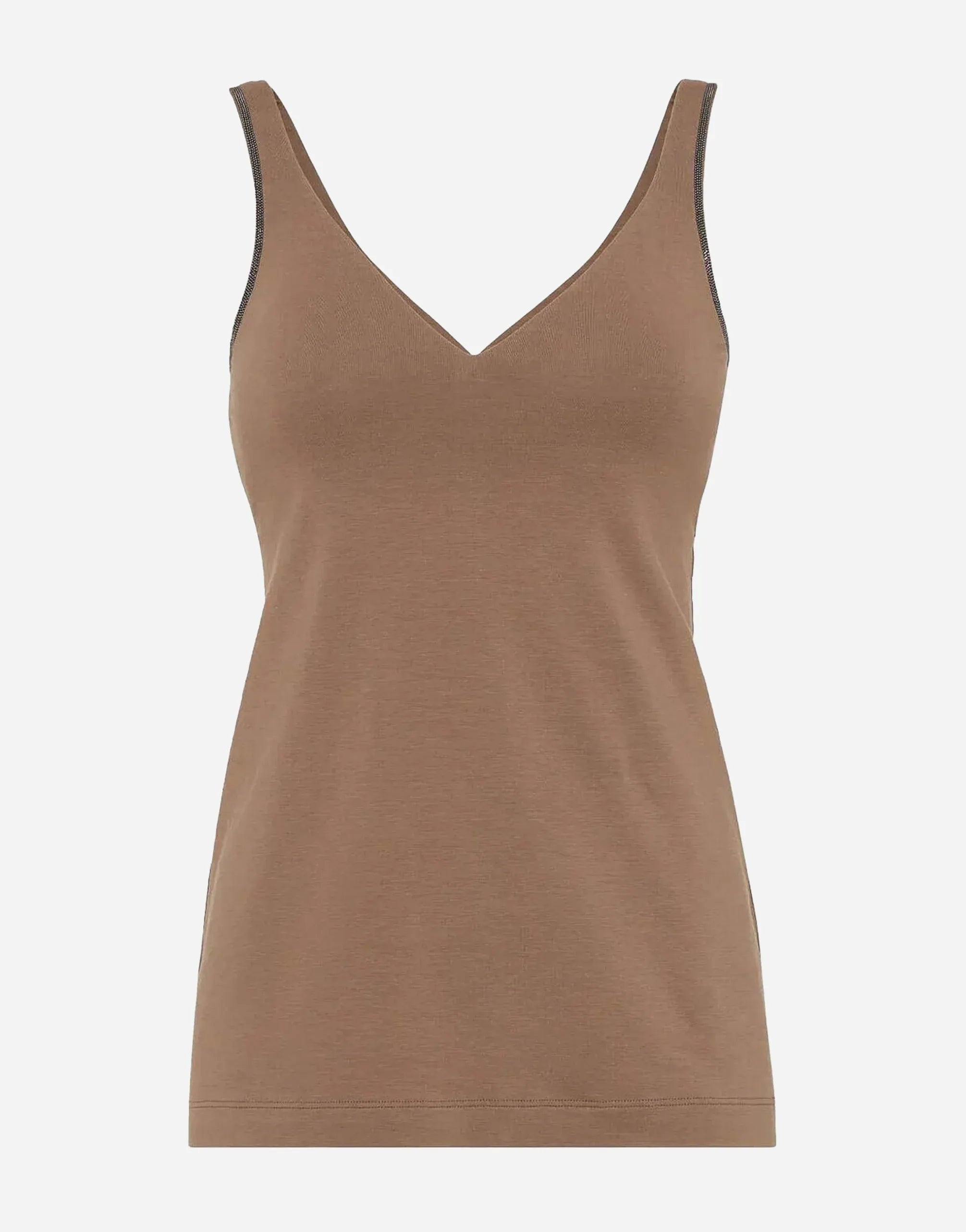 Brunello Cucinelli Brown Stretch Cotton Tank Top