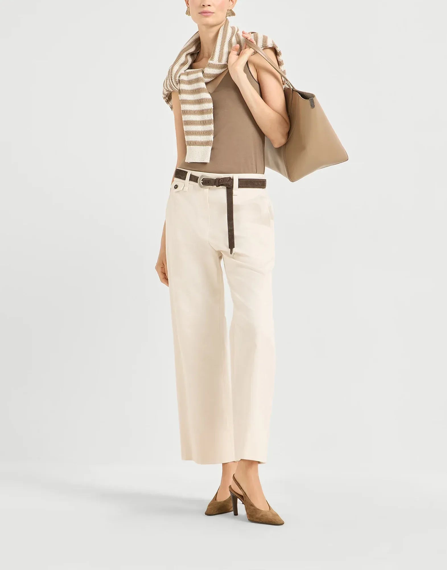 Brunello Cucinelli Brown Stretch Cotton Tank Top