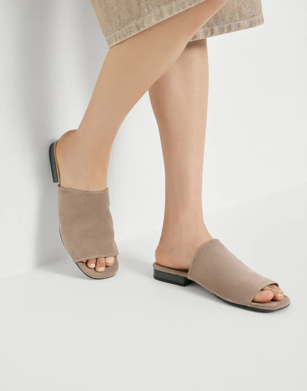 Brunello Cucinelli Brown Suede Monili Mules