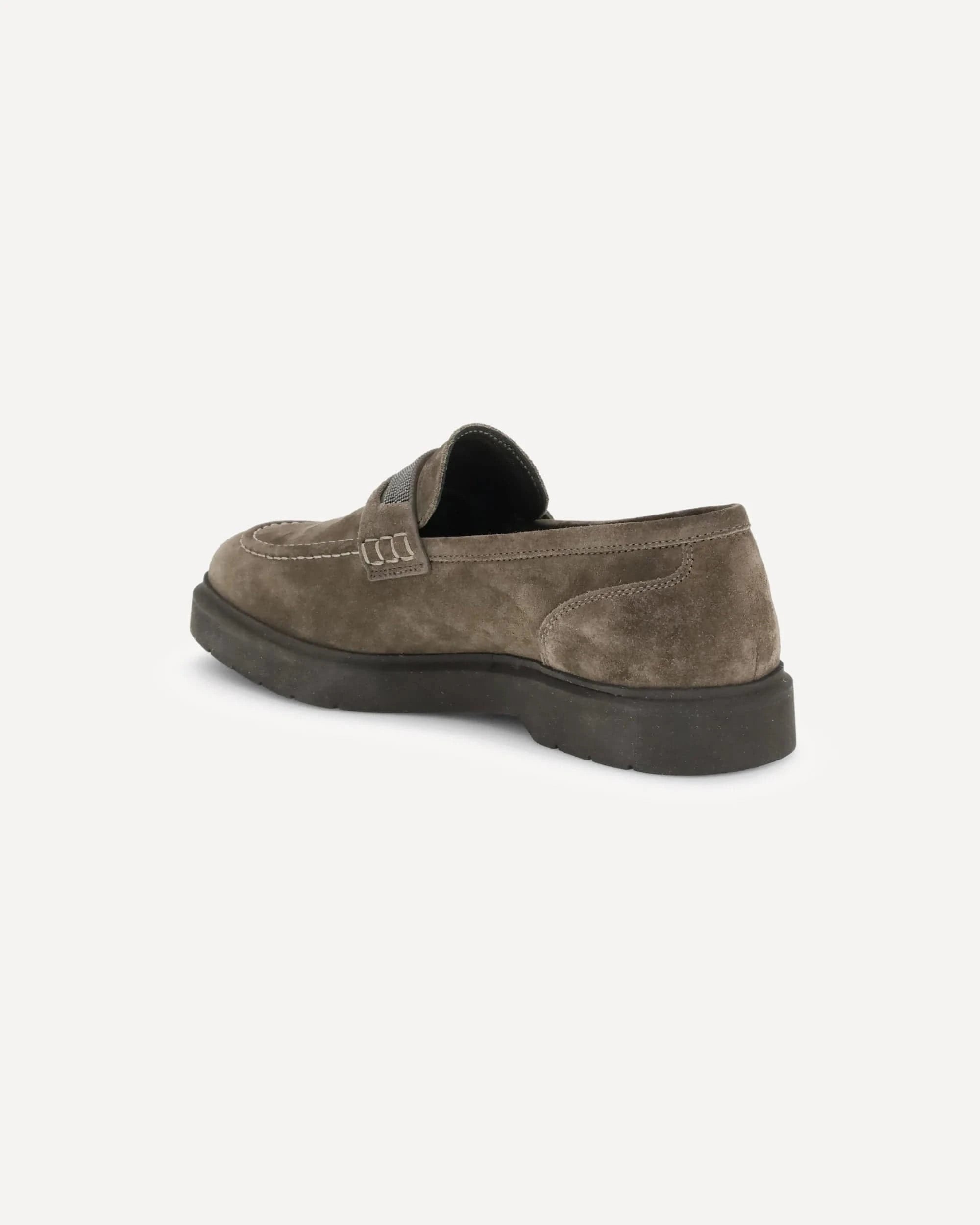 Brunello Cucinelli Brown Suede Penny Monili Loafers