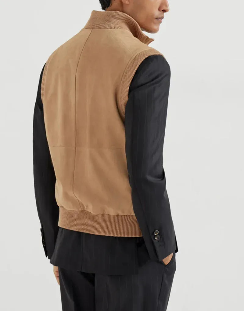 Brunello Cucinelli Brown Suede Thermore® Padding Gilet
