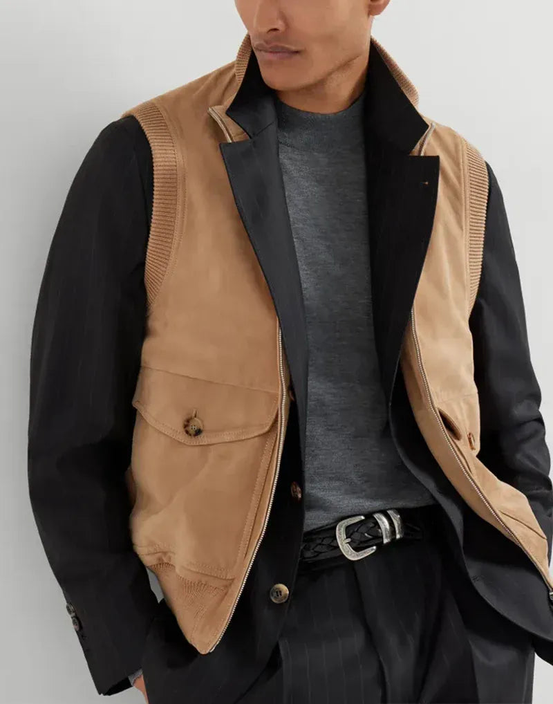 Brunello Cucinelli Brown Suede Thermore® Padding Gilet